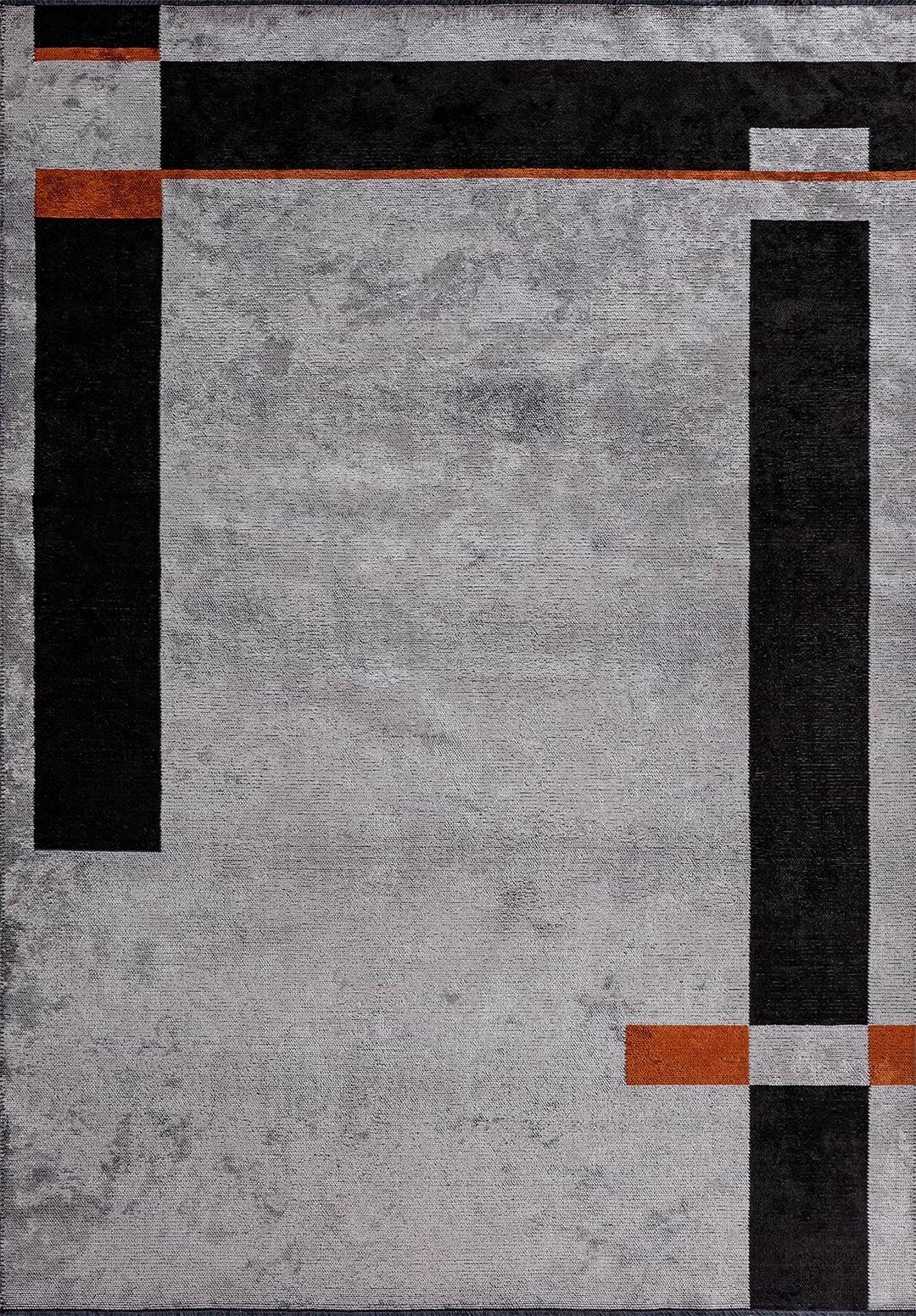 TETRIS BLACK - RUST - LIGHT GREY RUG - 1