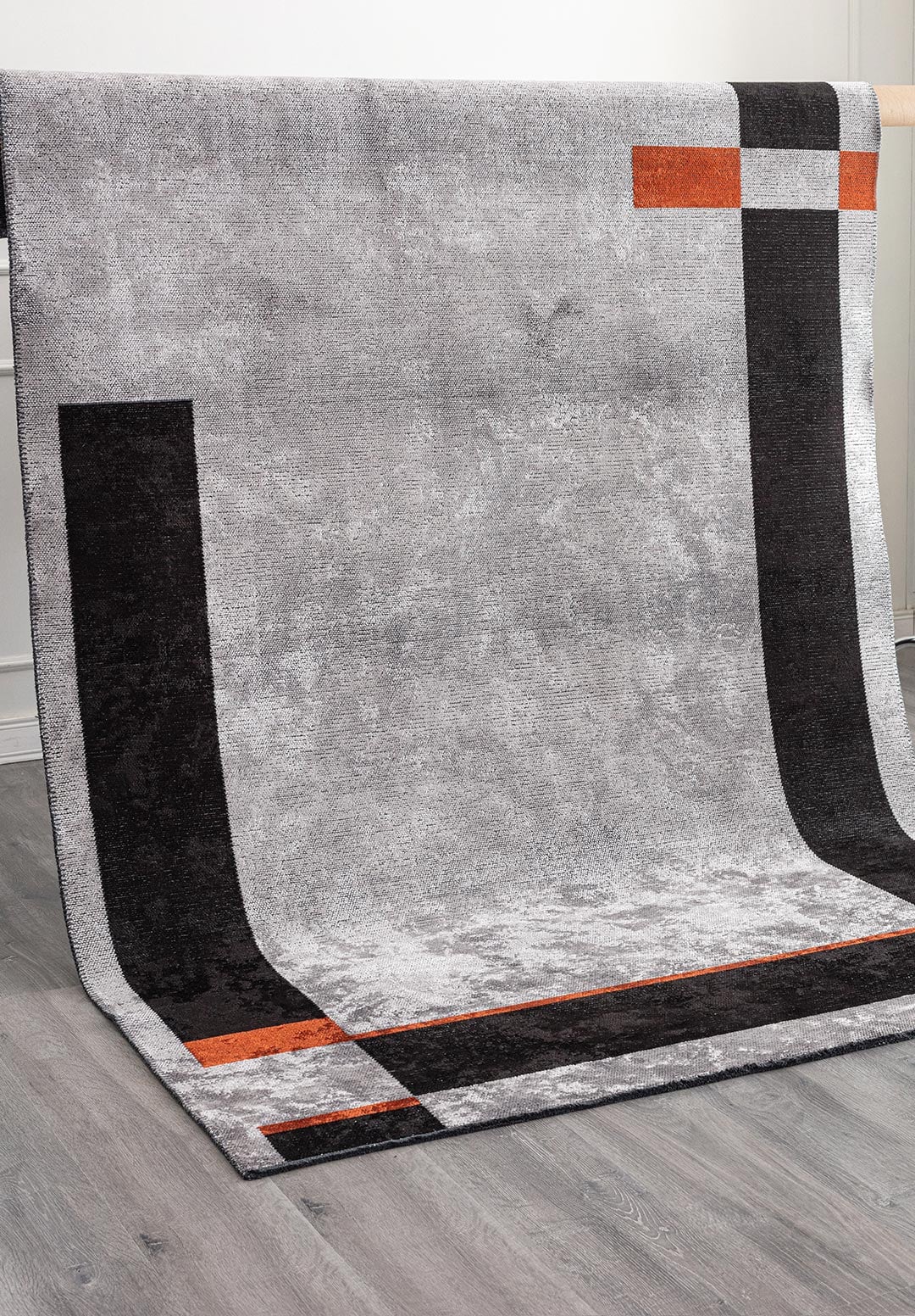 TETRIS BLACK - RUST - LIGHT GREY RUG - 6