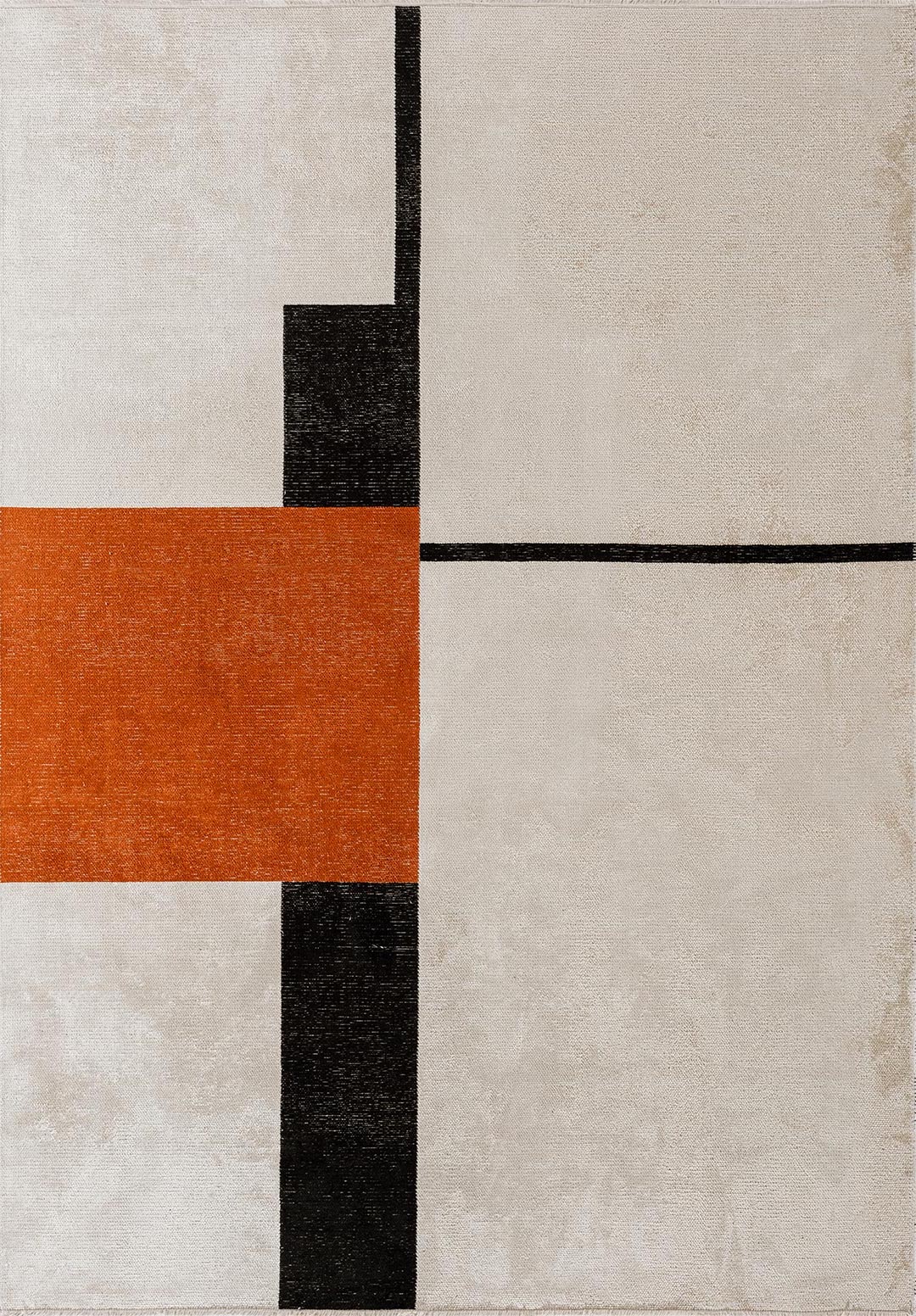 BLOCK BLACK - RUST - ECRU RUG - 1