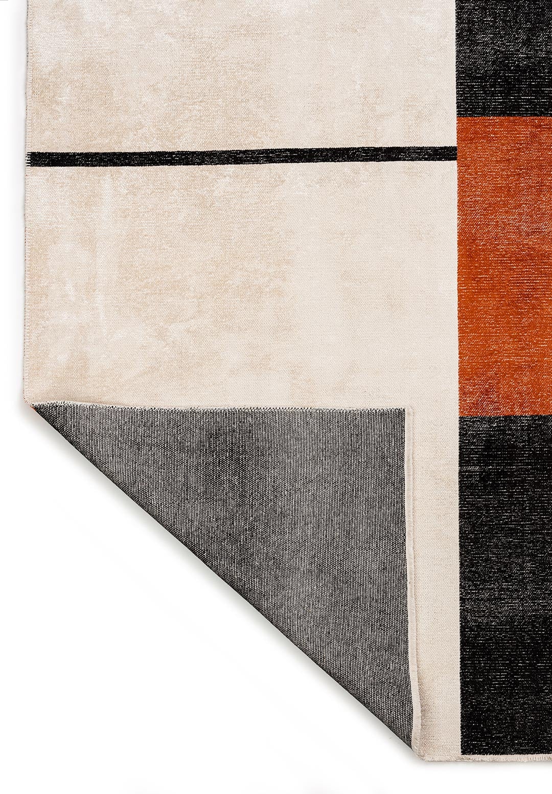 BLOCK BLACK - RUST - ECRU RUG - 3