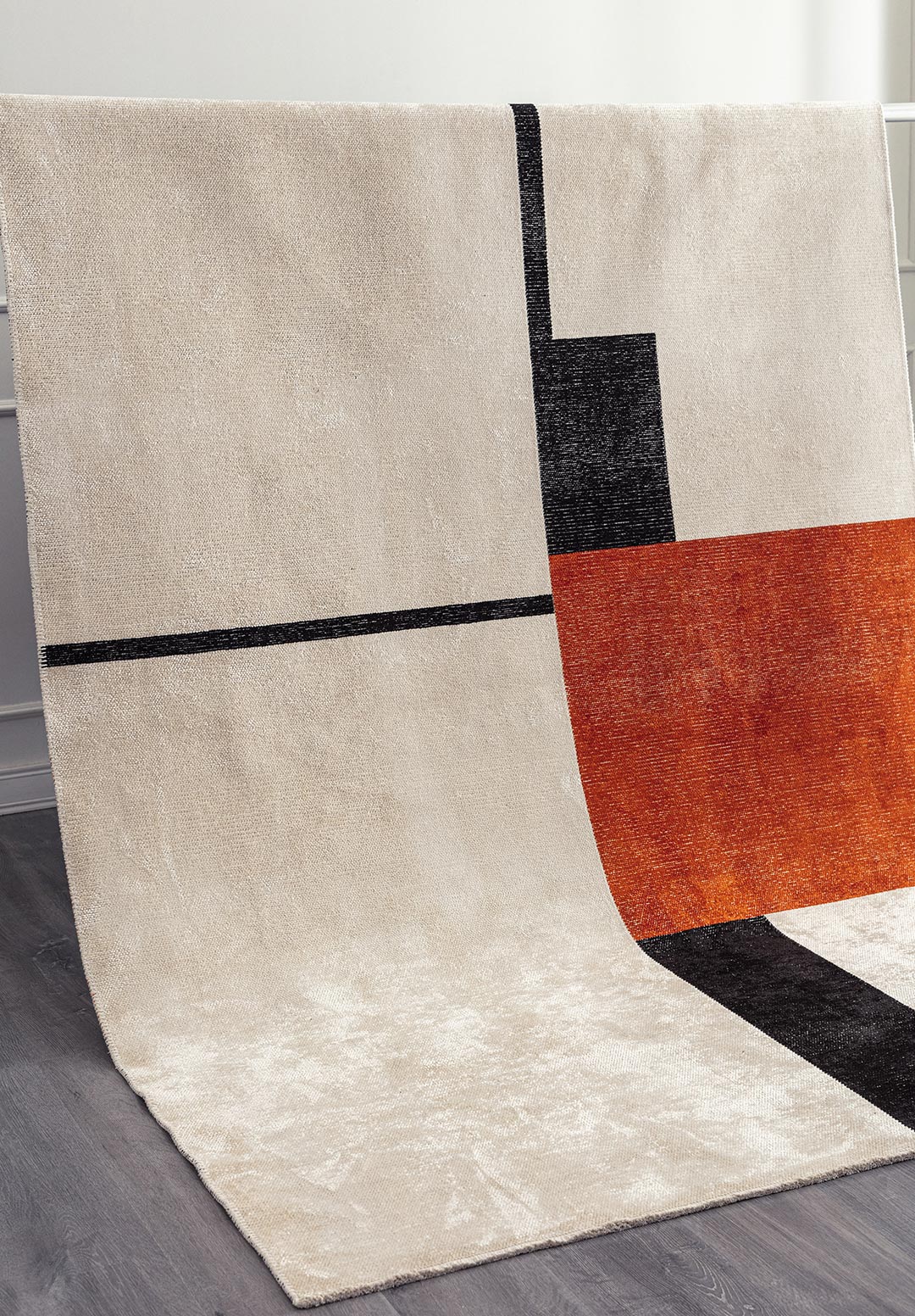 BLOCK BLACK - RUST - ECRU RUG - 6