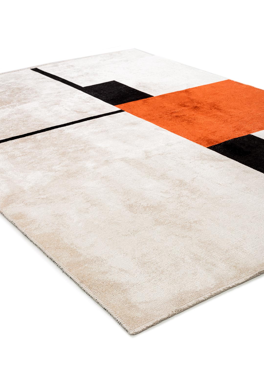 BLOCK BLACK - RUST - ECRU RUG - 4