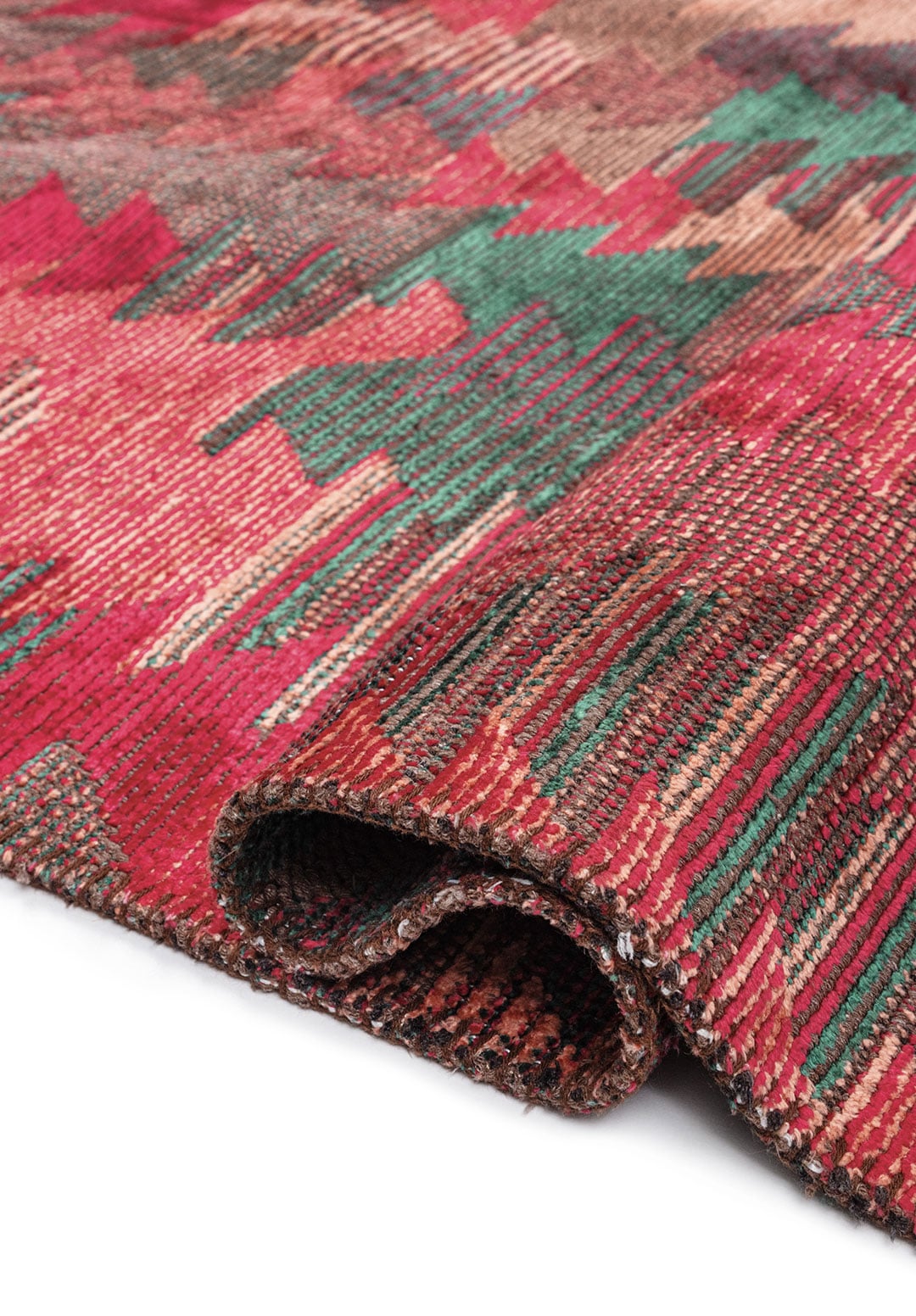 CLAN LIGHT CORAL - FUSCHIA - DARK GREEN RUG - 2
