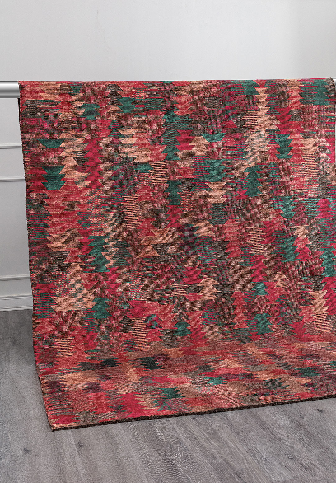 CLAN LIGHT CORAL - FUSCHIA - DARK GREEN RUG - 4