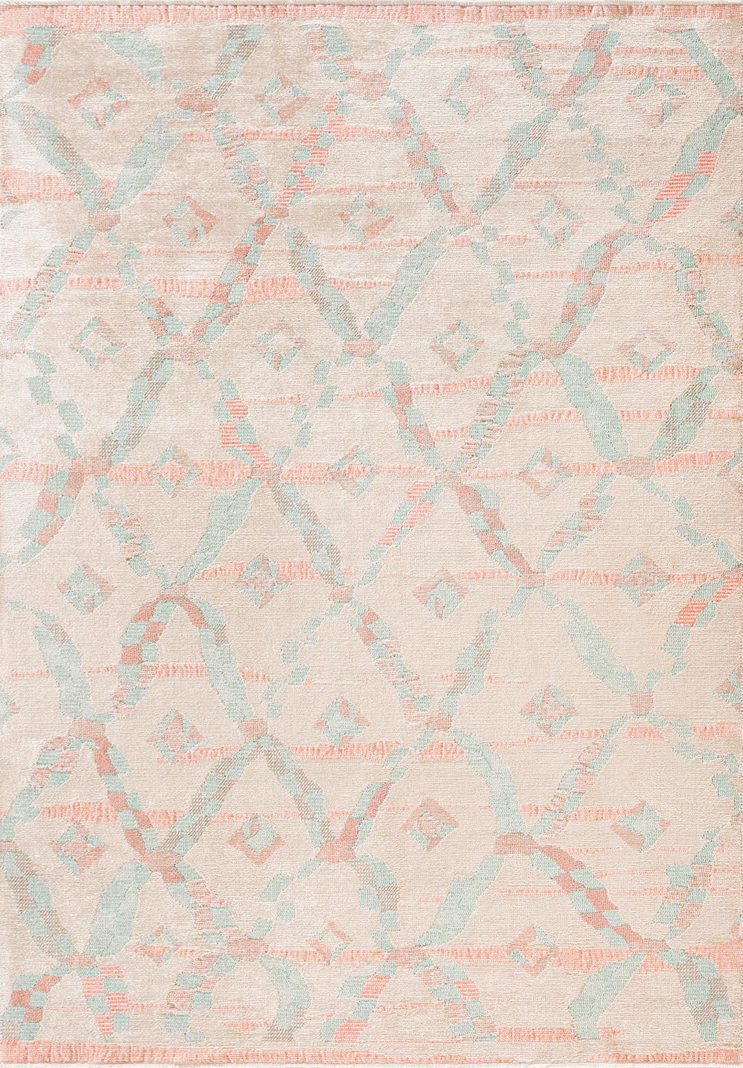 JASMINE RIVER GREEN - CREAM - LIGHT CORAL RUG