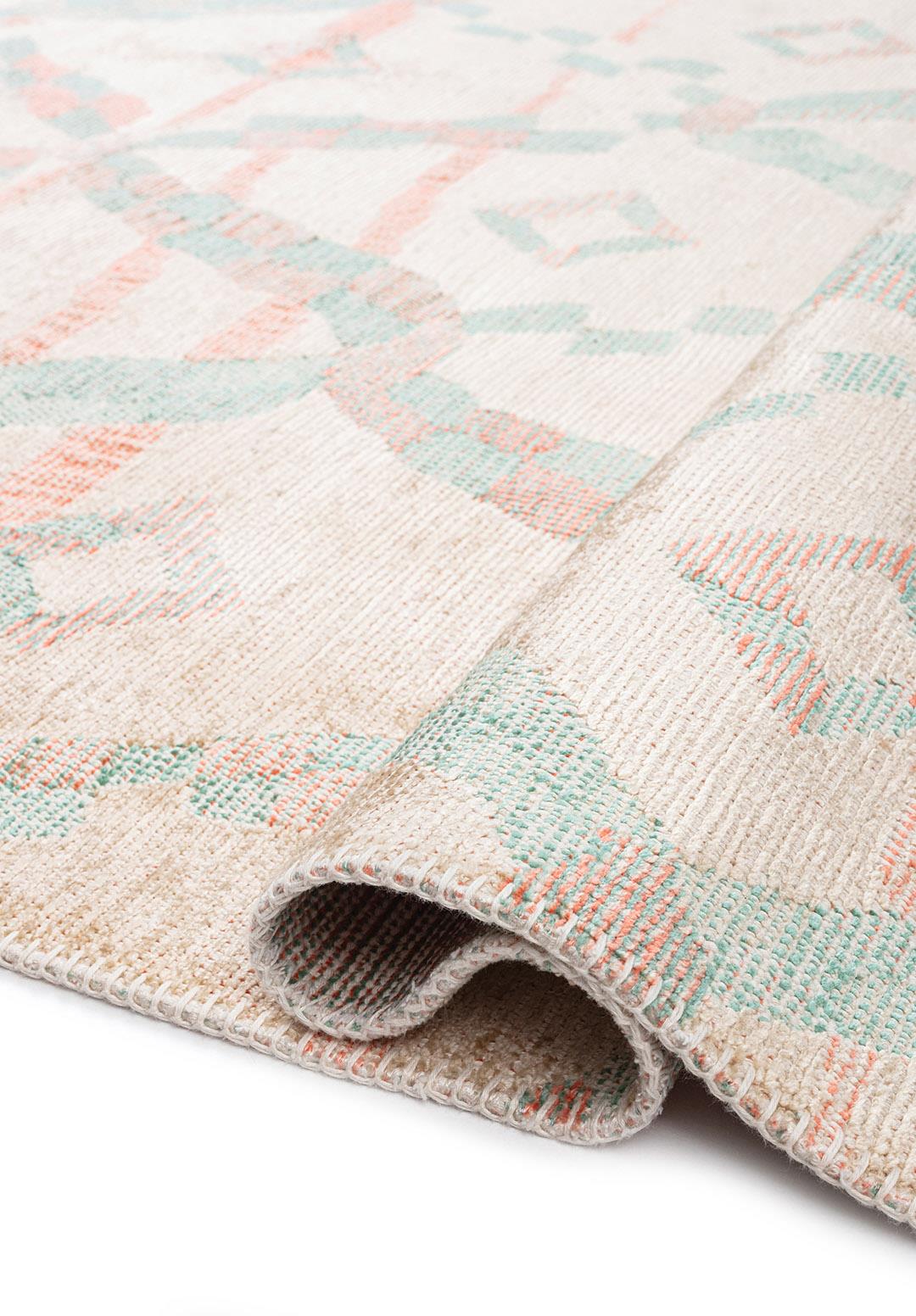 JASMINE RIVER GREEN - CREAM - LIGHT CORAL RUG - 2