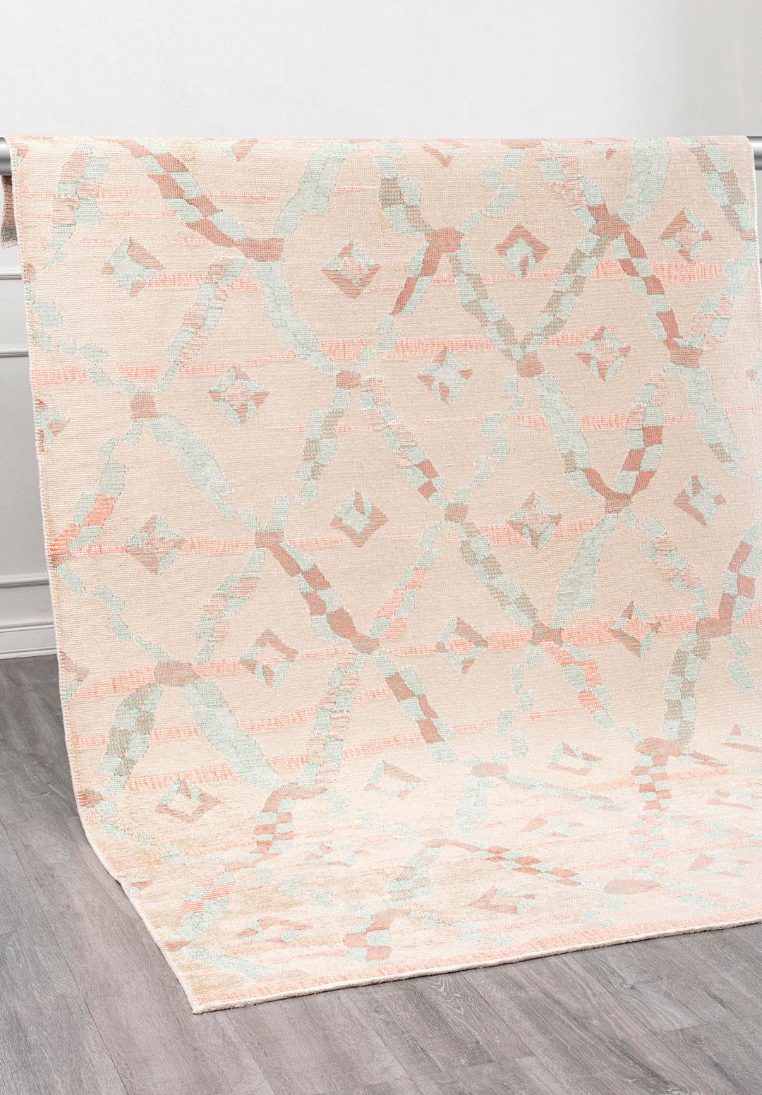 JASMINE RIVER GREEN - CREAM - LIGHT CORAL RUG - 4