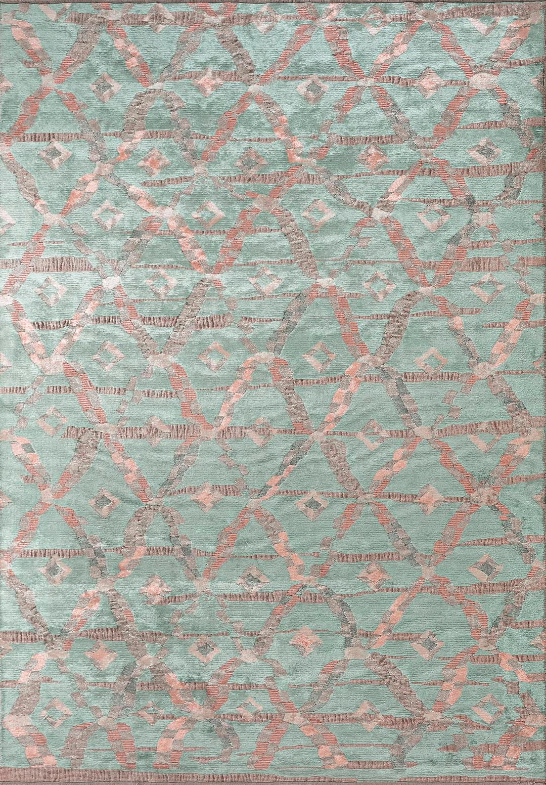 JASMINE CREAM - RIVER GREEN - LIGHT CORAL RUG - 1