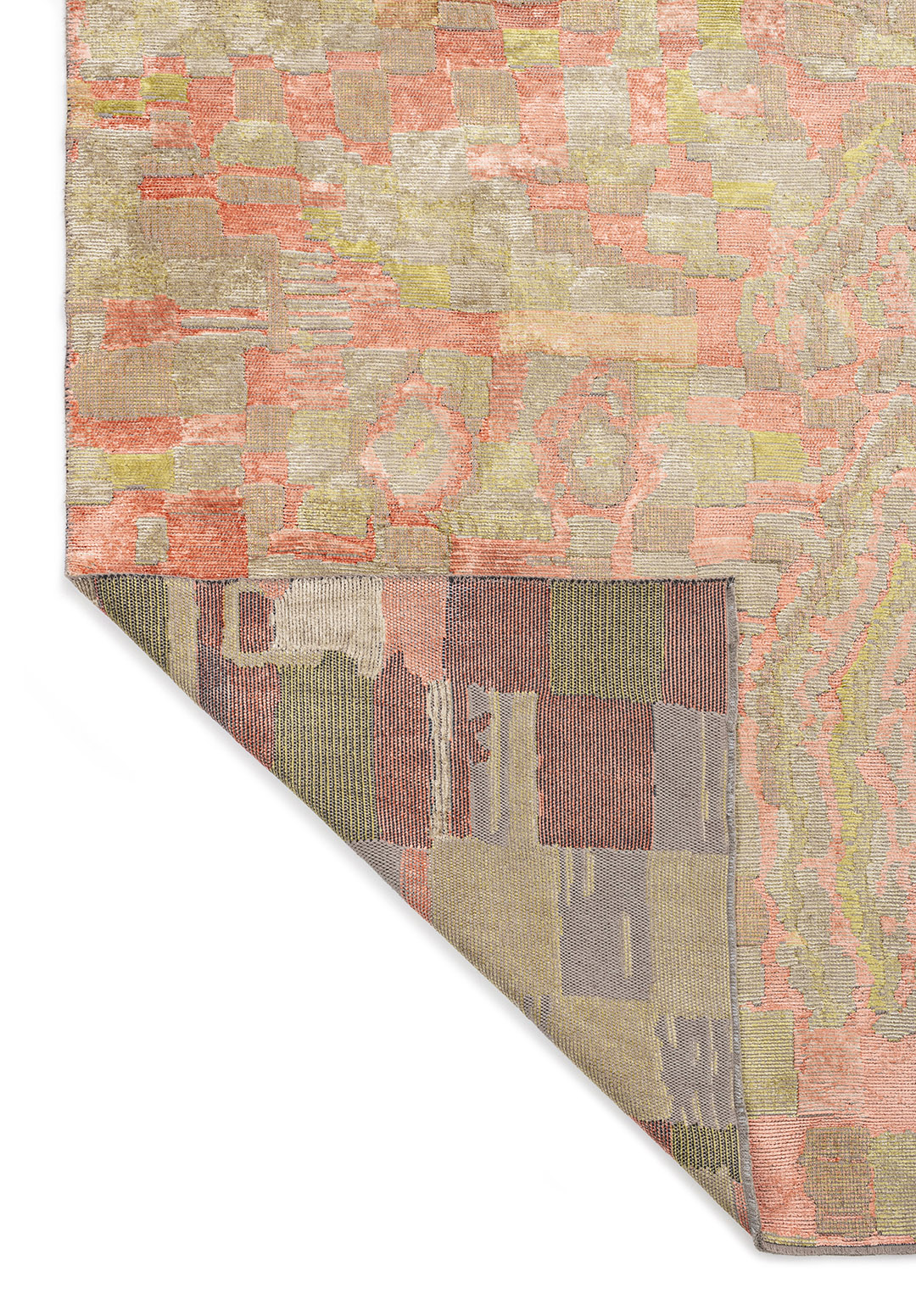 FOSSIL LIGHT CORAL - OLIVE GREEN - BEIGE RUG - 3