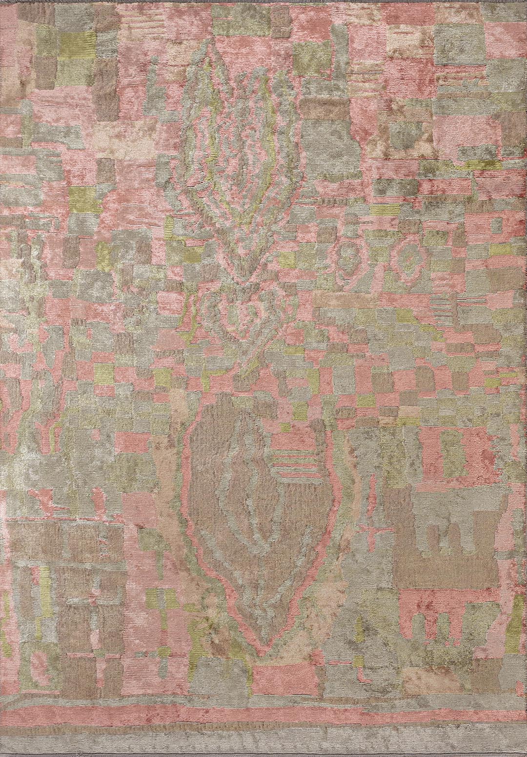 FOSSIL LIGHT CORAL - OLIVE GREEN - BEIGE RUG - 1