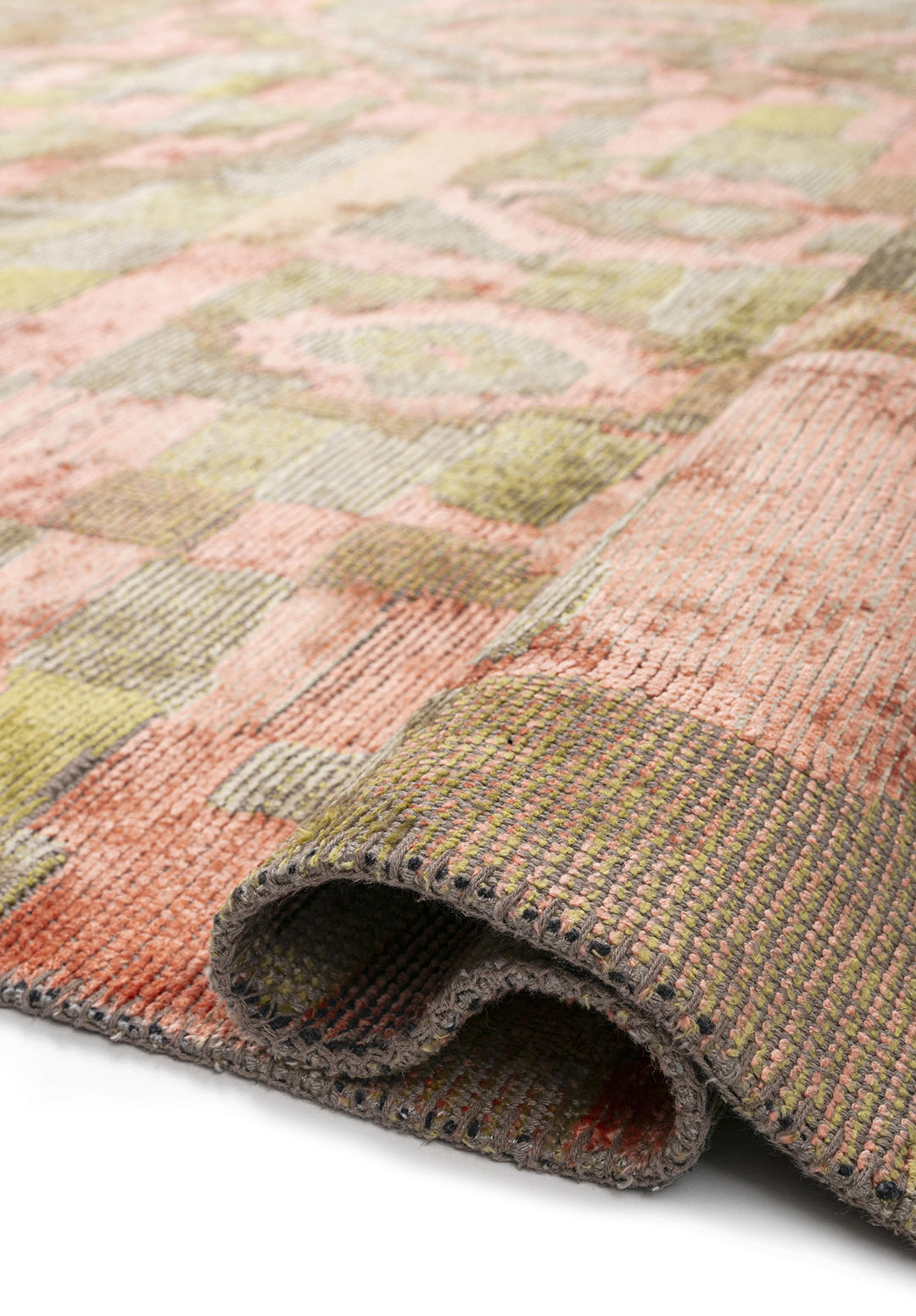 FOSSIL LIGHT CORAL - OLIVE GREEN - BEIGE RUG - 2