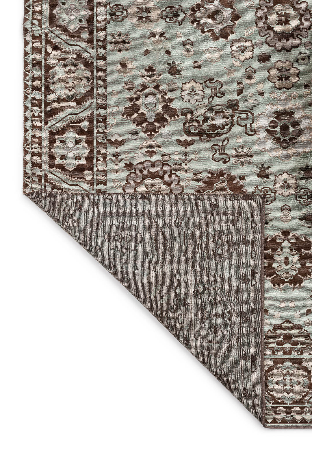 EVANGELINE RIVER GREEN - DARK BROWN - BEIGE - CREAM - ICE BLUE - GREY RUG - 3