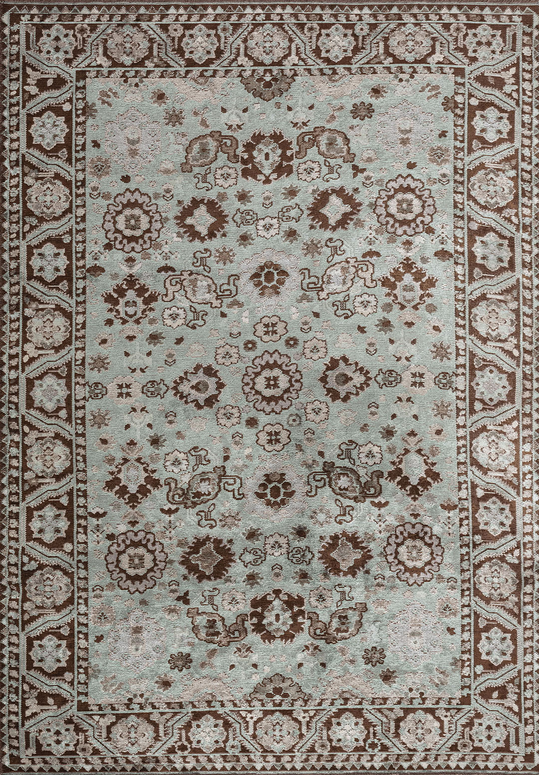 EVANGELINE RIVER GREEN - DARK BROWN - BEIGE - CREAM - ICE BLUE - GREY RUG - 1