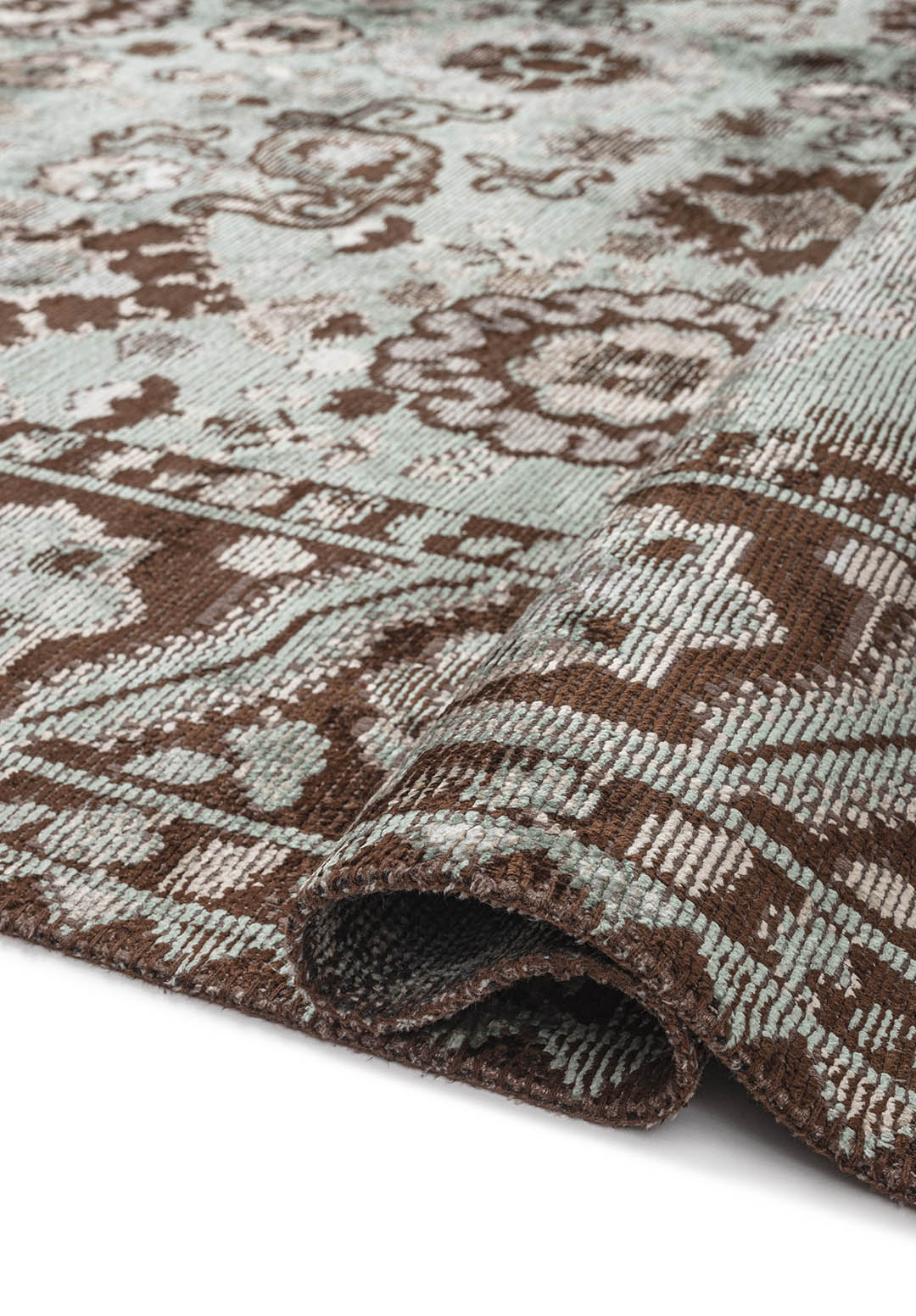 EVANGELINE RIVER GREEN - DARK BROWN - BEIGE - CREAM - ICE BLUE - GREY RUG - 2