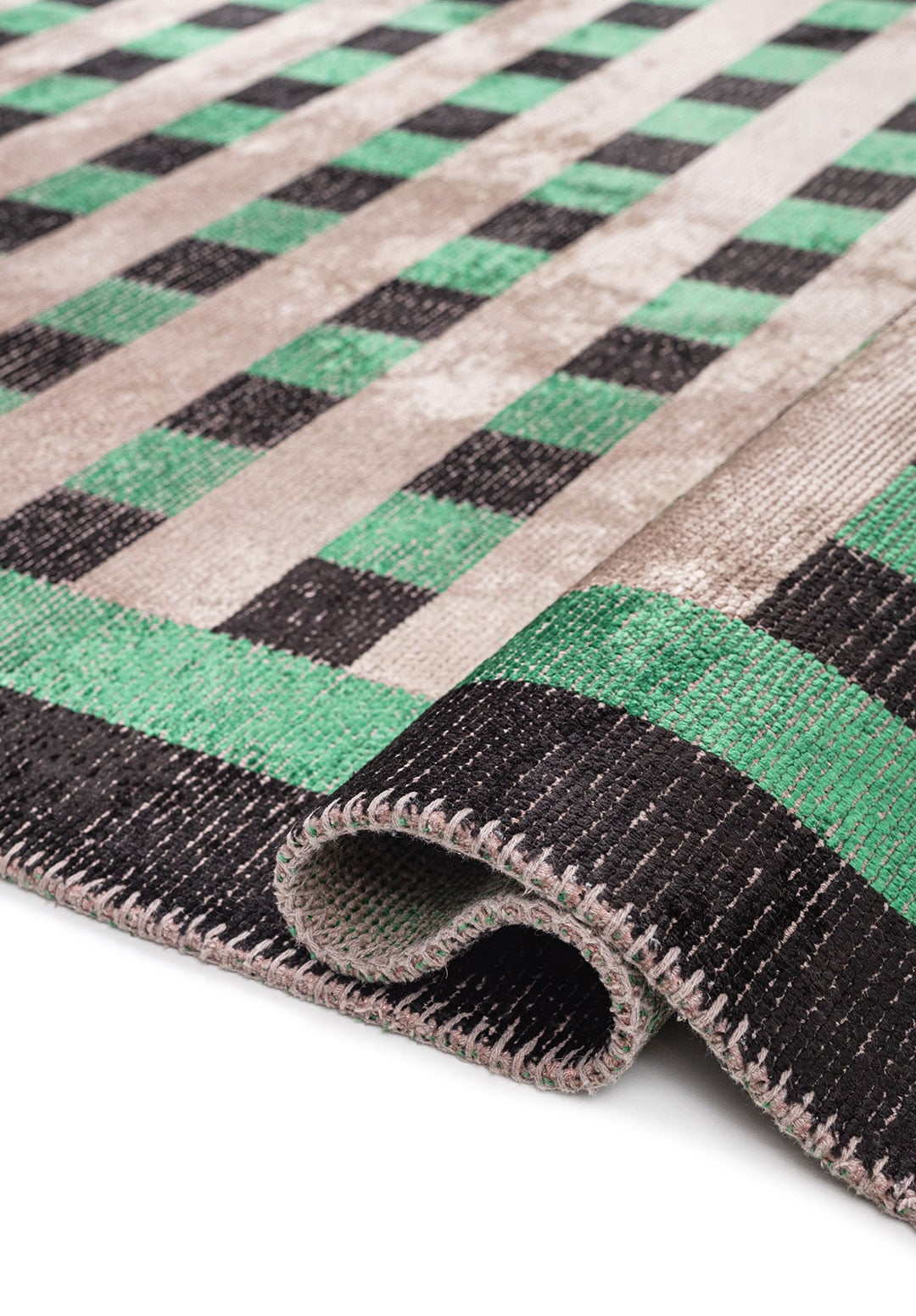DECO BLACK - NOUGAT - GRASS GREEN - GOLD - BONE RUG - 2