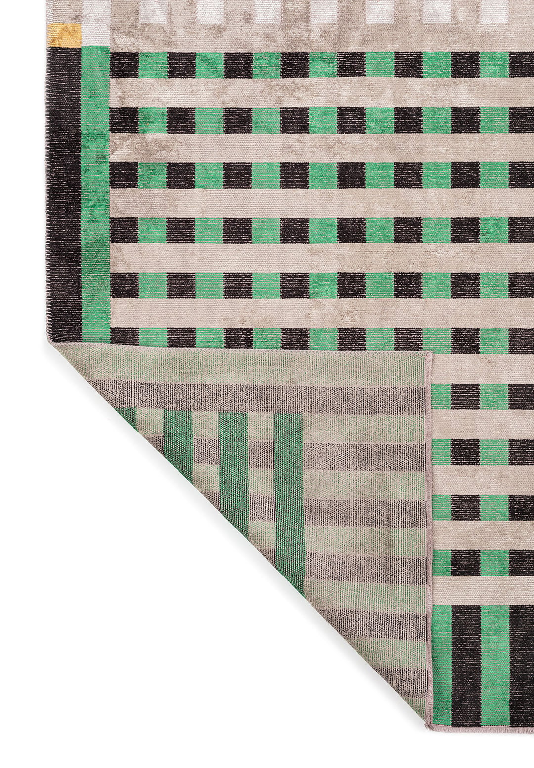 DECO BLACK - NOUGAT - GRASS GREEN - GOLD - BONE RUG - 3