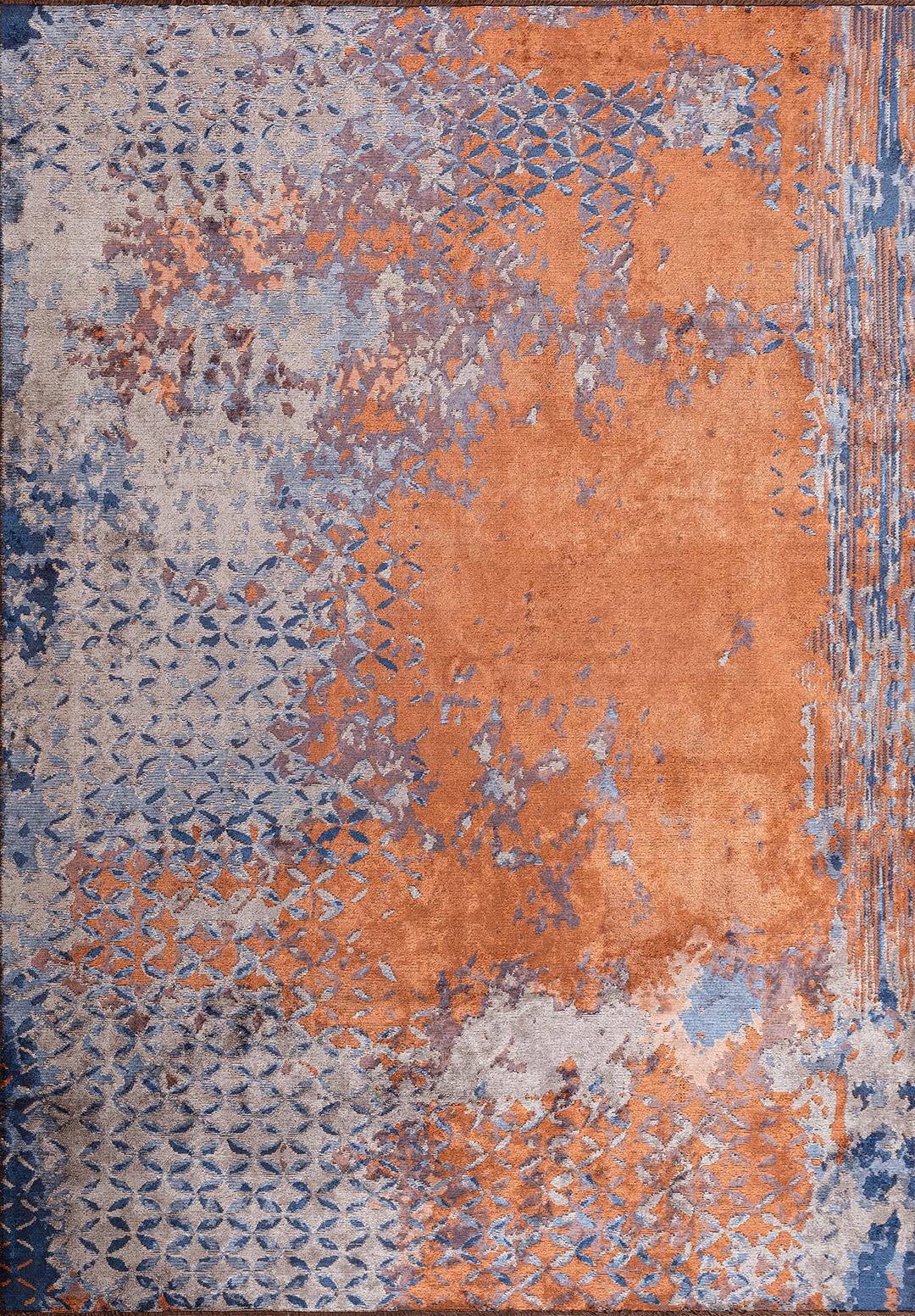 BLOOM TERRA - LIGHT GREY - NAVY BLUE RUG - 1