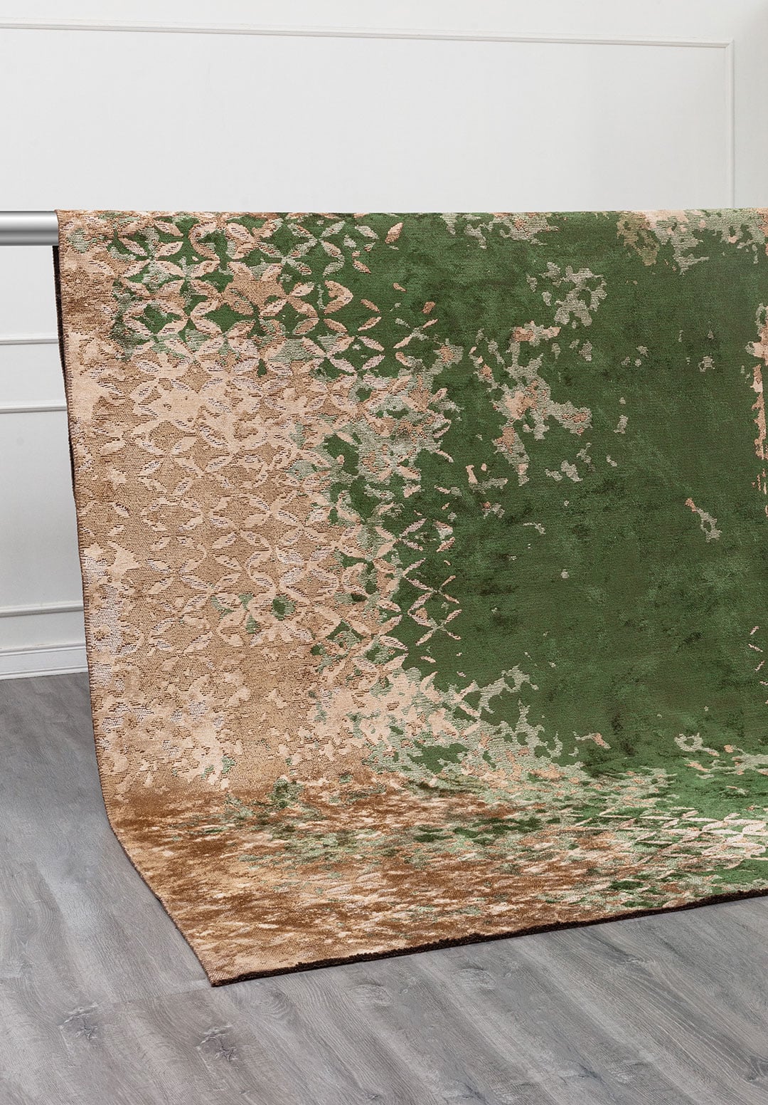 BLOOM FOREST GREEN - DARK BEIGE - LIGHT CREAM RUG - 4