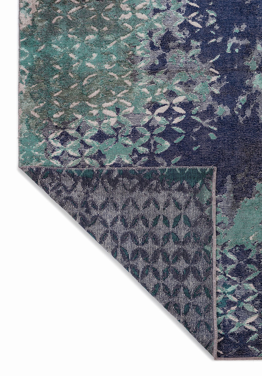 BLOOM DARK NAVY - DARK GREEN - LIGHT CREAM RUG - 3