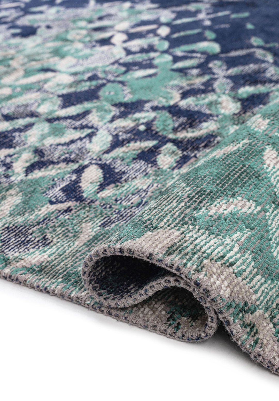BLOOM DARK NAVY - DARK GREEN - LIGHT CREAM RUG - 2