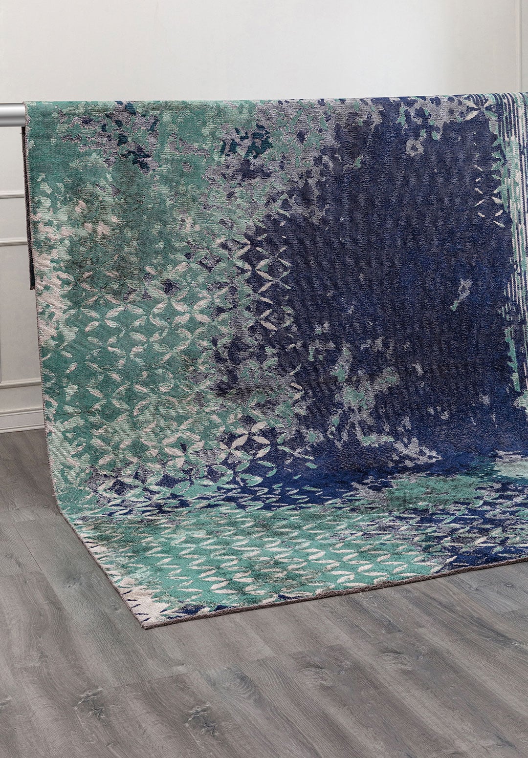 BLOOM DARK NAVY - DARK GREEN - LIGHT CREAM RUG - 4