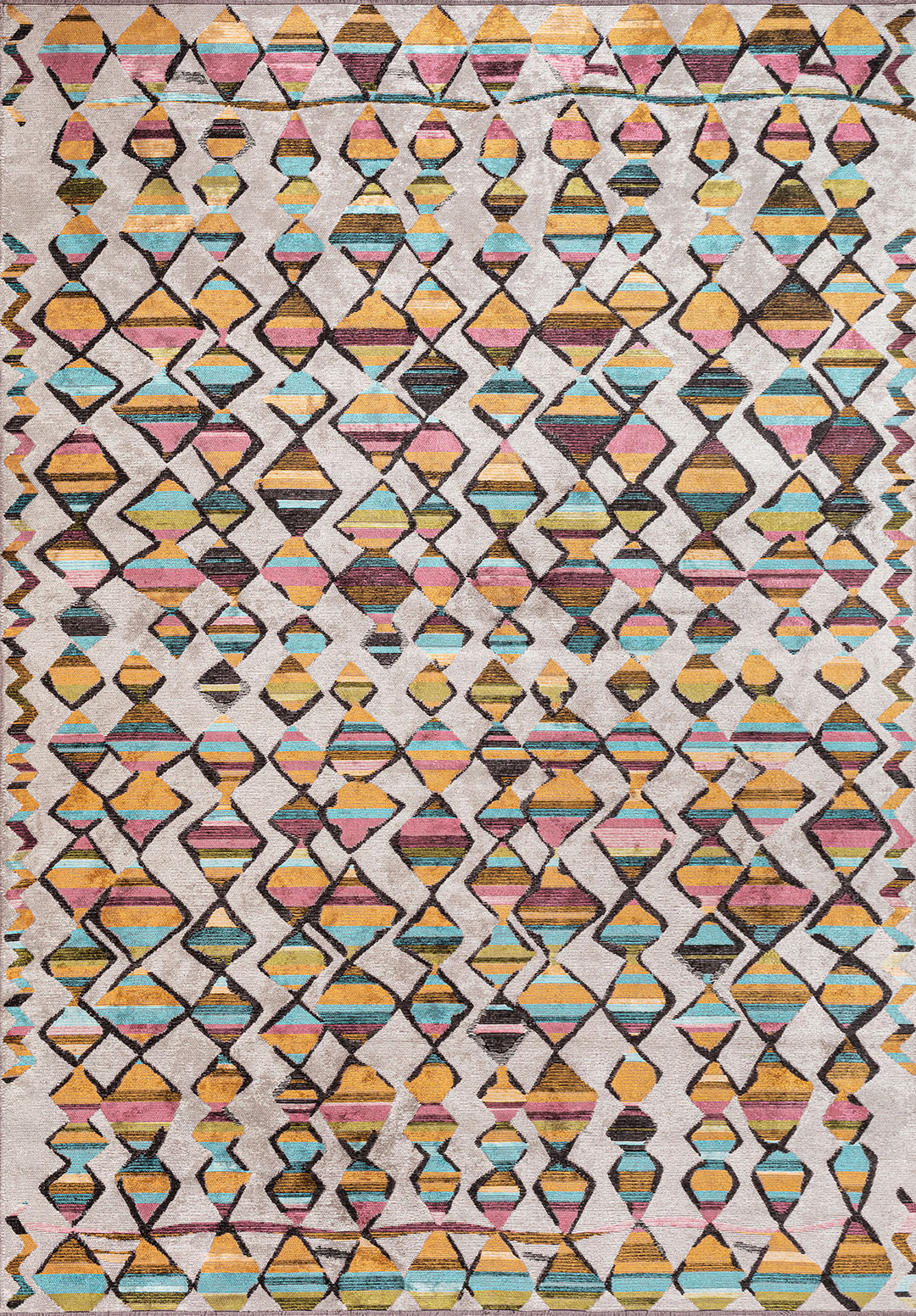 VISION MUSTARD - BLACK - LIGHT CREAM - ROSE - LIGHT GREY - KIWI RUG - 1