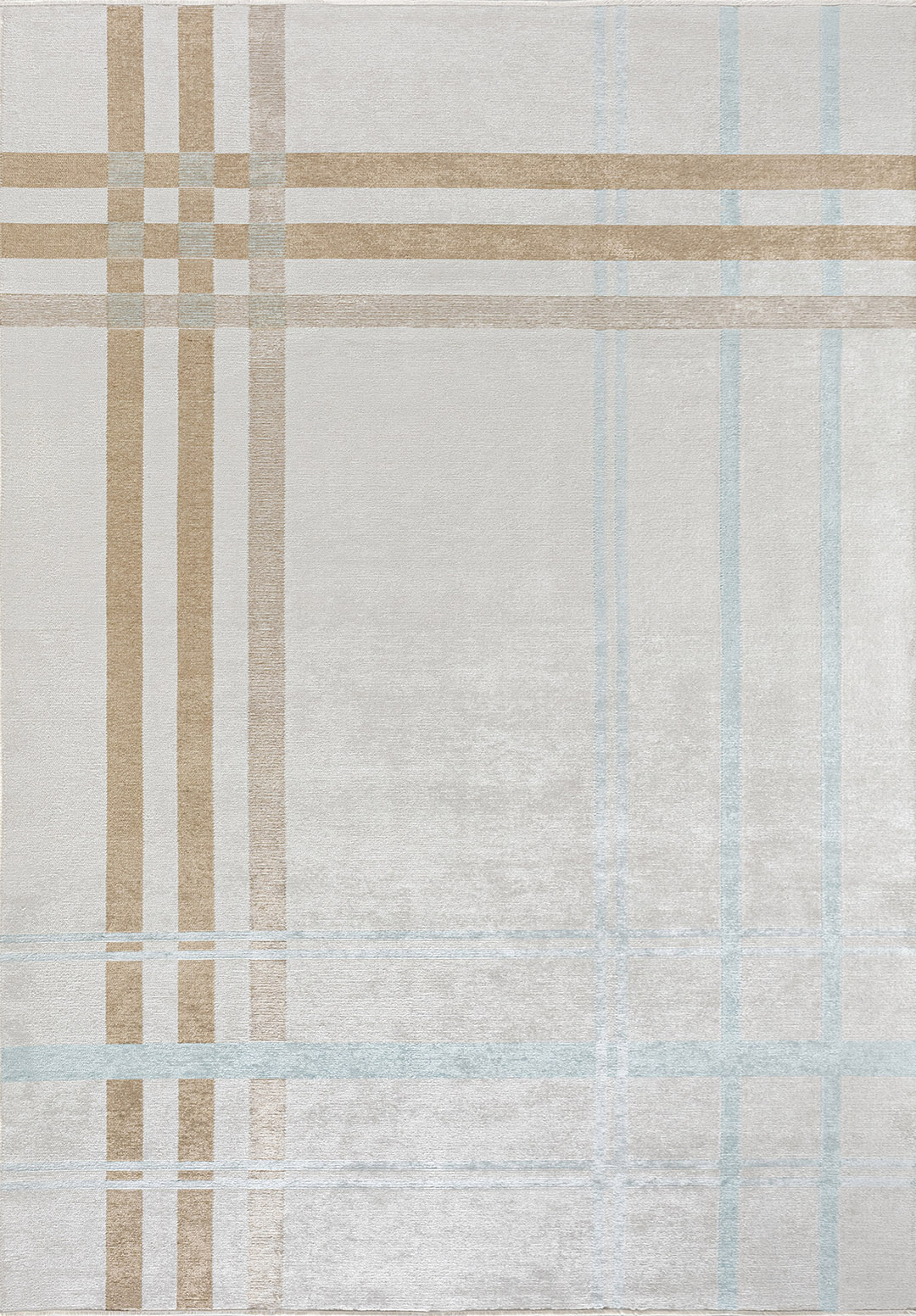 SCOTCH DARK BEIGE - ICE BLUE - ECRU RUG - 1