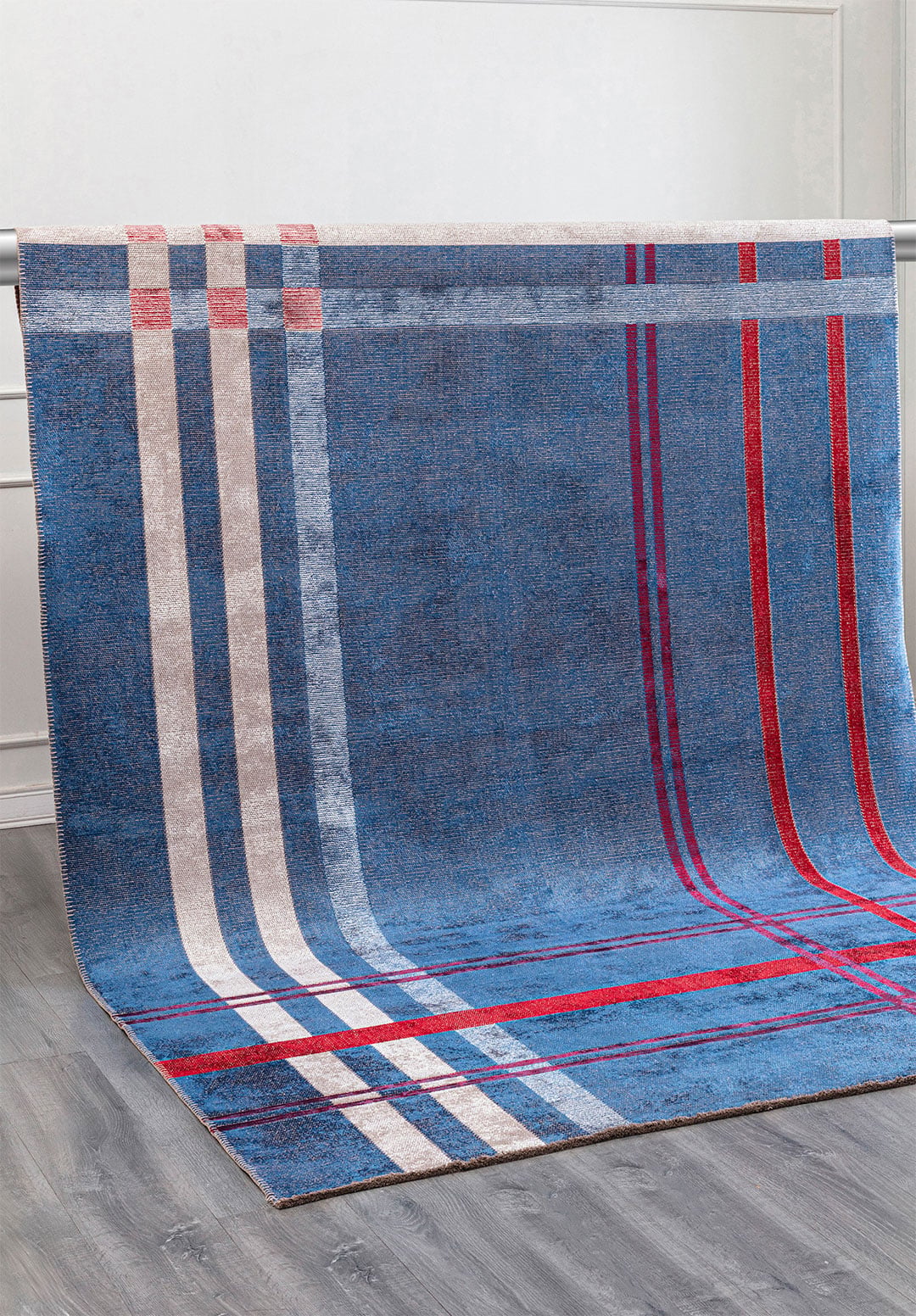 SCOTCH BONE - RED - NAVY BLUE RUG - 4