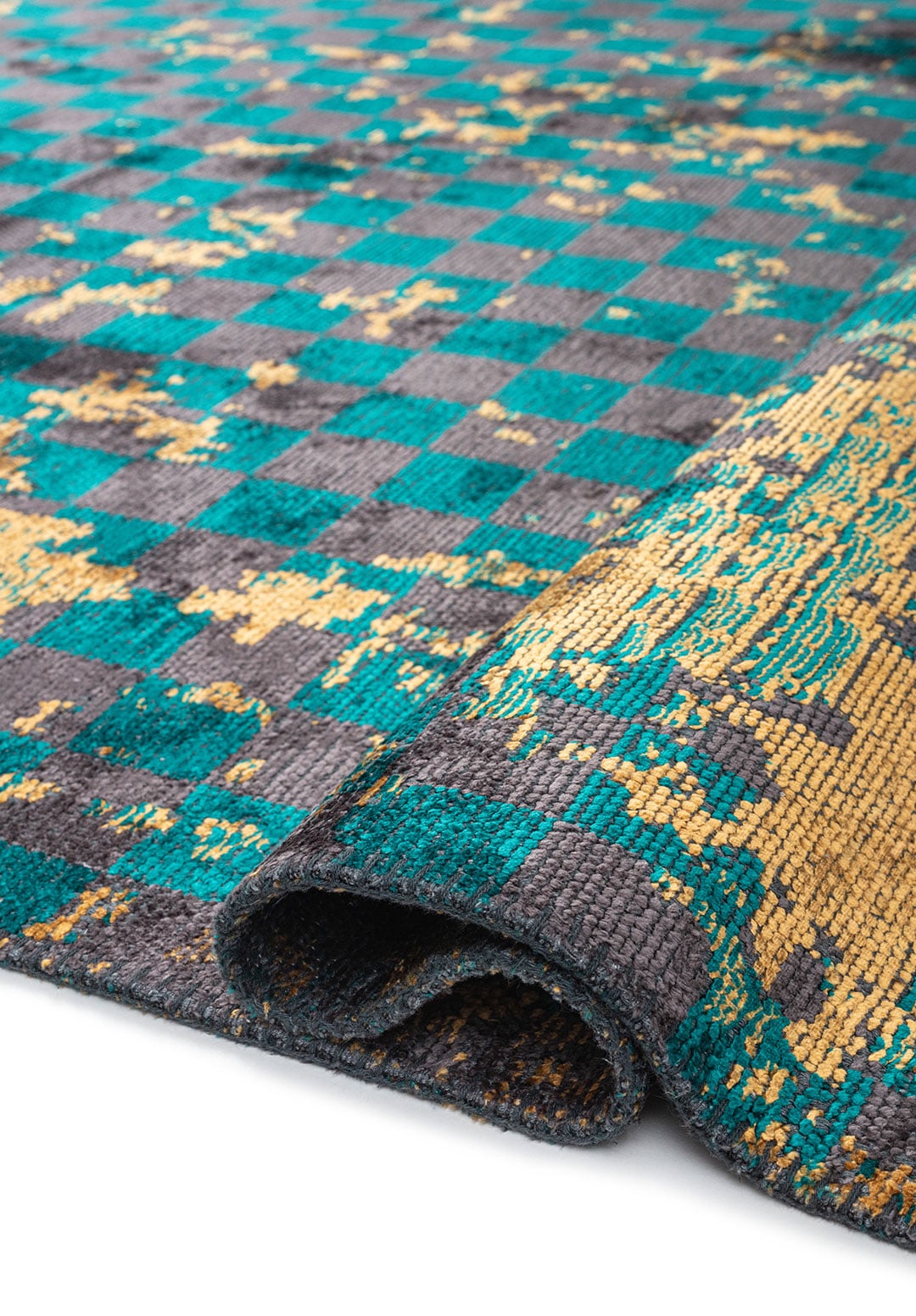 MIRAGE DARK TURQUOISE - MUSTARD - CHARCOAL RUG - 2