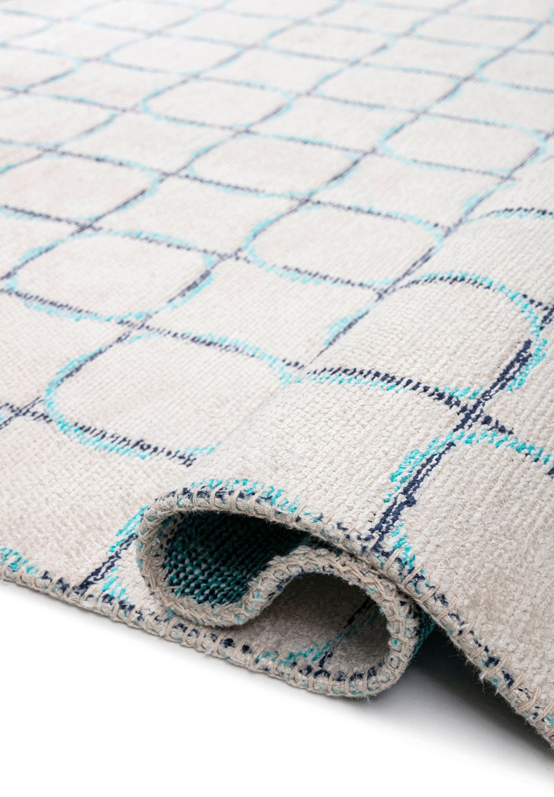 EQUINOX DARK NAVY - TURQUOISE - ECRU RUG - 2