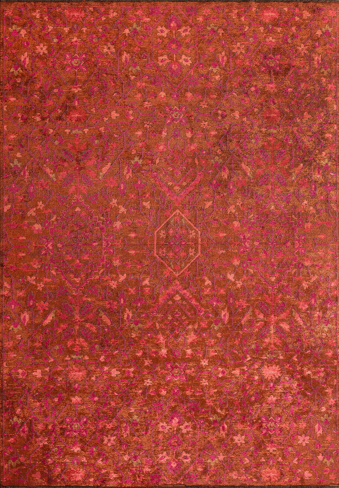 FLEUR TERRA - FUSCHIA - RUST RUG