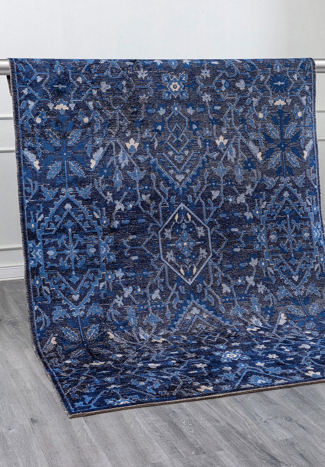 FLEUR STONE - NAVY BLUE - DARK NAVY RUG - 4