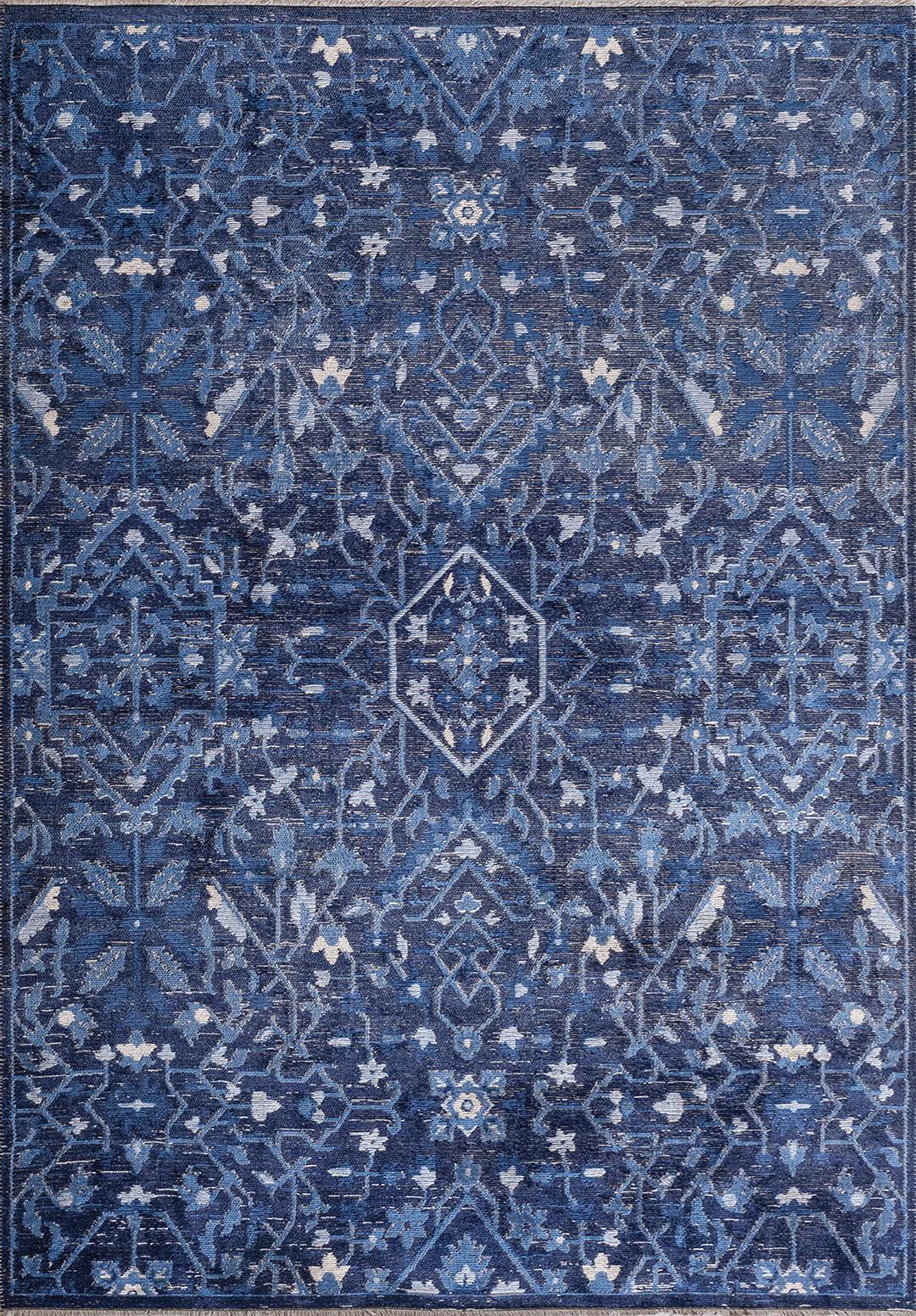 FLEUR STONE - NAVY BLUE - DARK NAVY RUG - 1