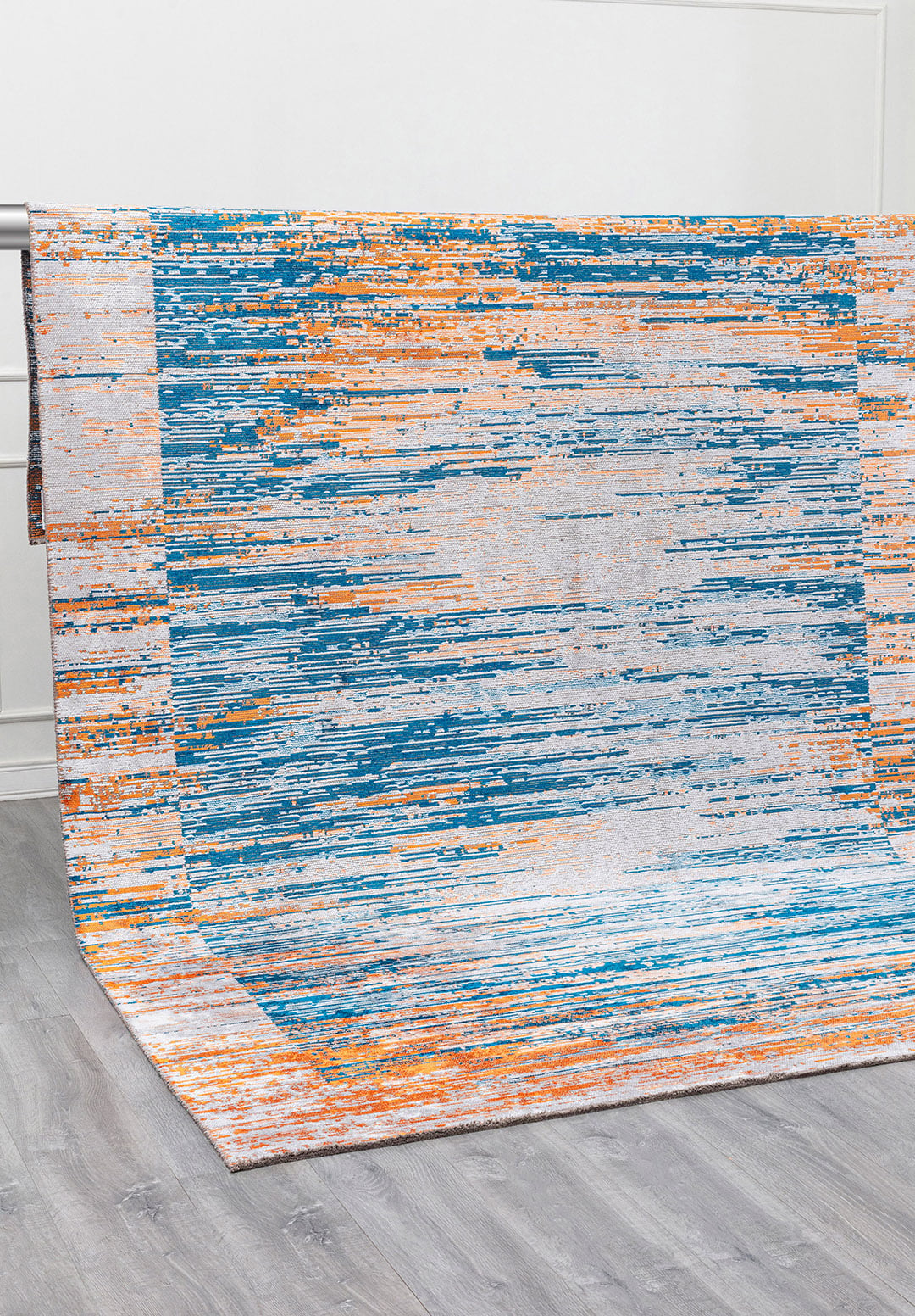 TWILIGHT CYAN - ORANGE - WHITE RUG - 4