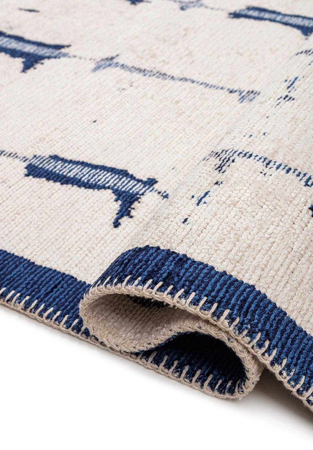 MAYA DARK NAVY - NAVY BLUE - WHITE RUG - 2