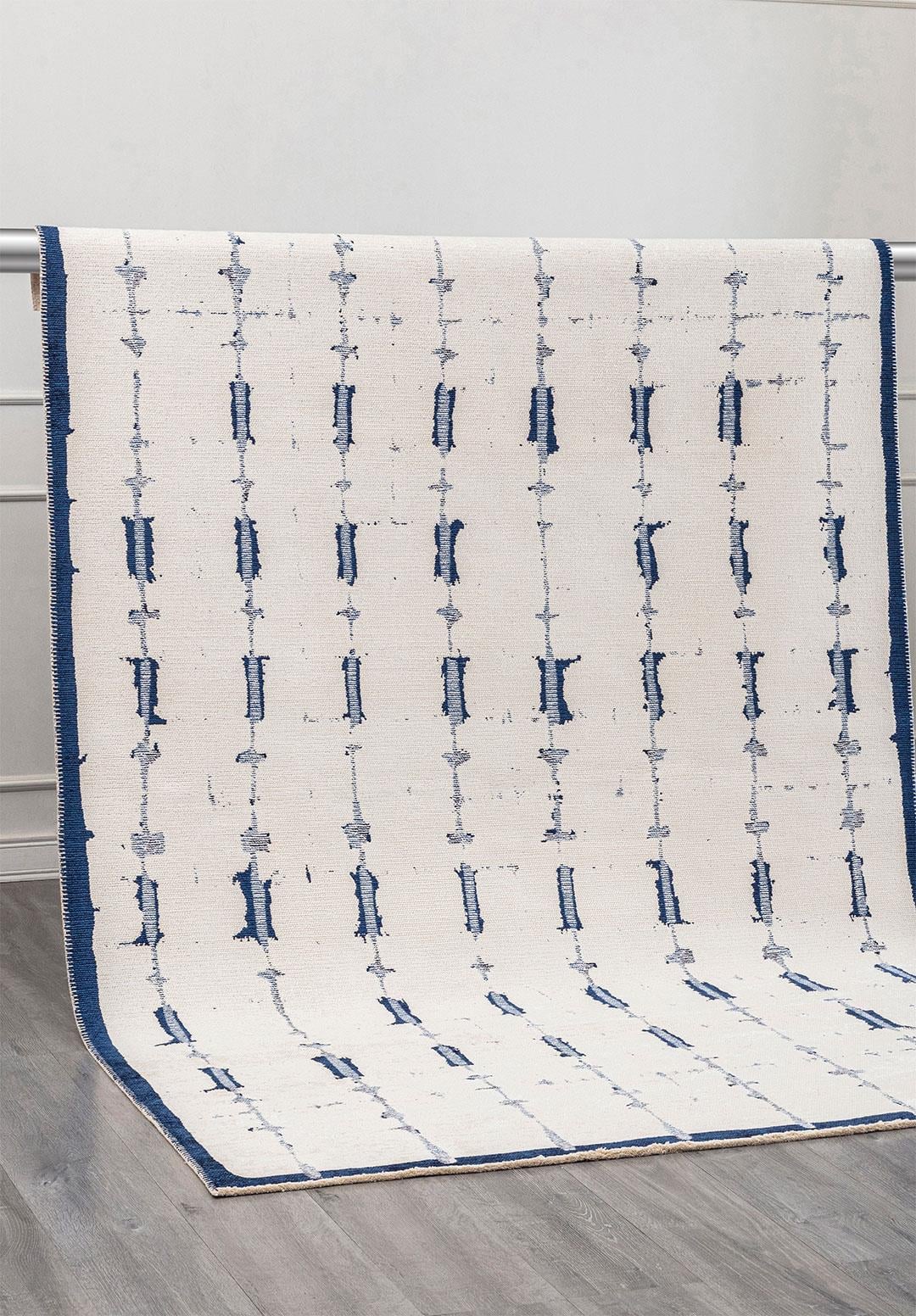 MAYA DARK NAVY - NAVY BLUE - WHITE RUG - 4
