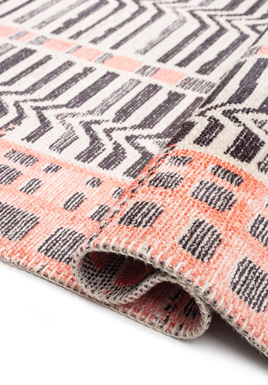 INCA CHARCOAL - LIGHT CREAM - LIGHT CORAL RUG - 2