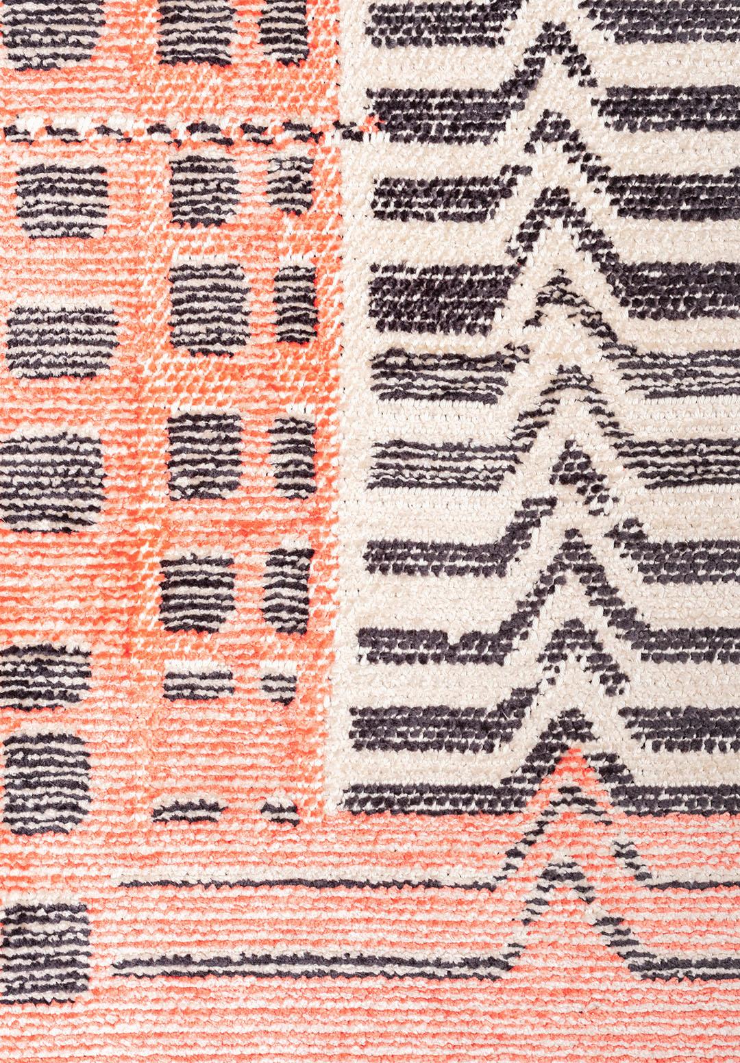 INCA CHARCOAL - LIGHT CREAM - LIGHT CORAL RUG - 5