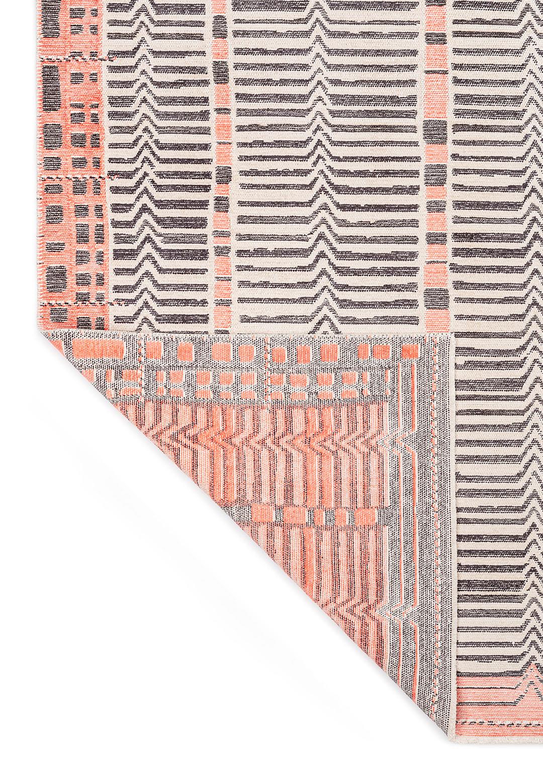 INCA CHARCOAL - LIGHT CREAM - LIGHT CORAL RUG - 3