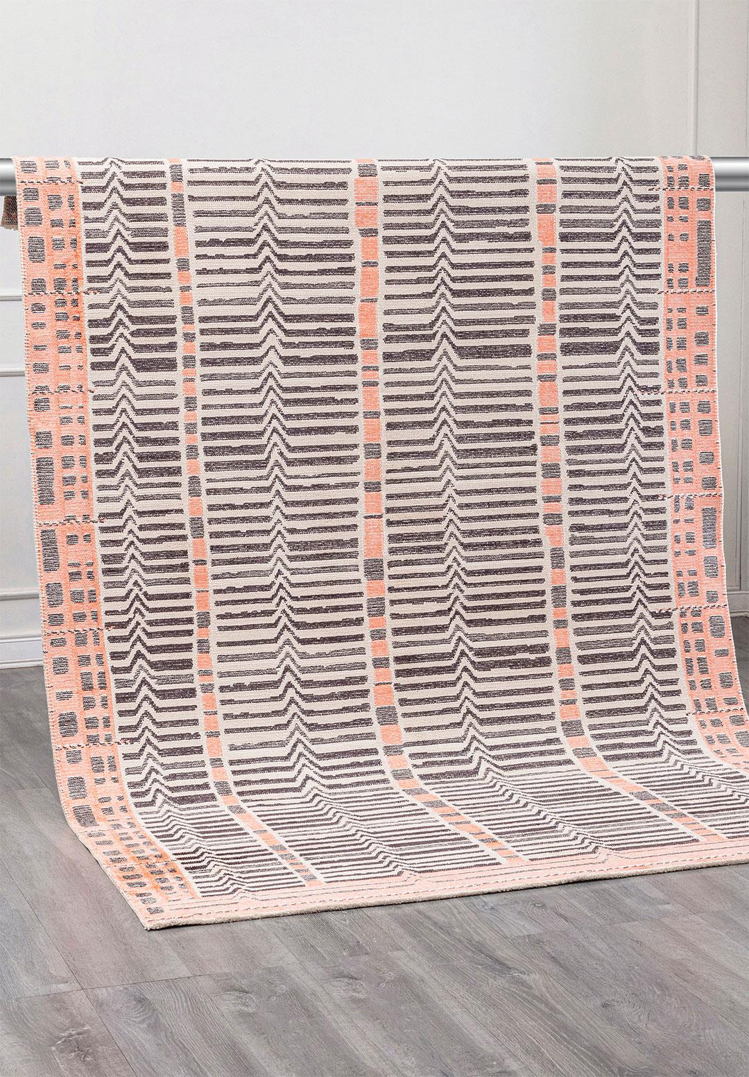 INCA CHARCOAL - LIGHT CREAM - LIGHT CORAL RUG - 4