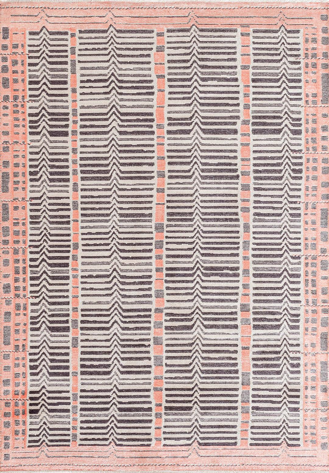 INCA CHARCOAL - LIGHT CREAM - LIGHT CORAL RUG - 1