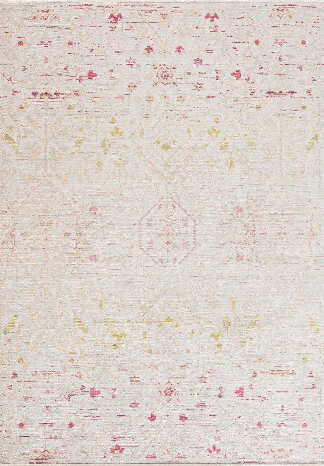 FLEUR ECRU - CREAM - ROSE - OLIVE GREEN - DAMSON RUG - 1