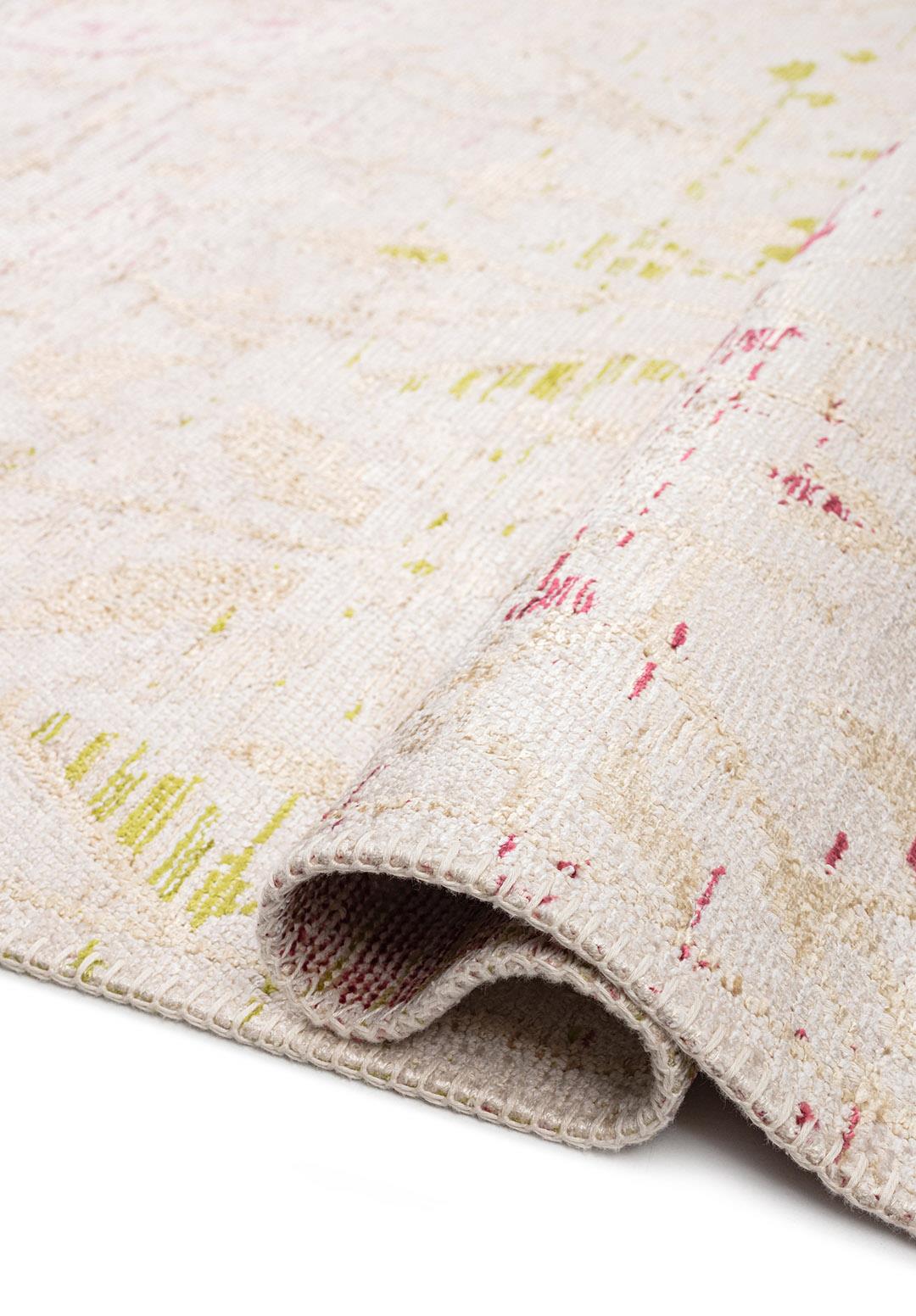 FLEUR ECRU - CREAM - ROSE - OLIVE GREEN - DAMSON RUG - 2