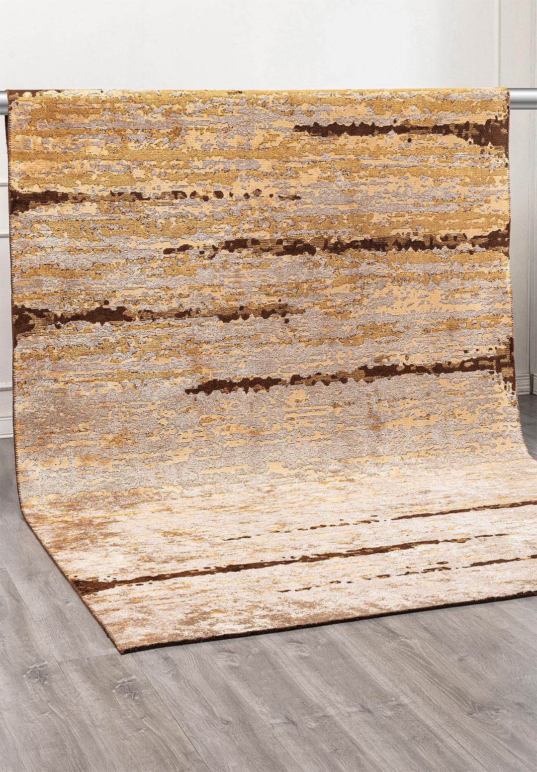 DUSK DARK BROWN - GOLD - CREAM RUG - 4