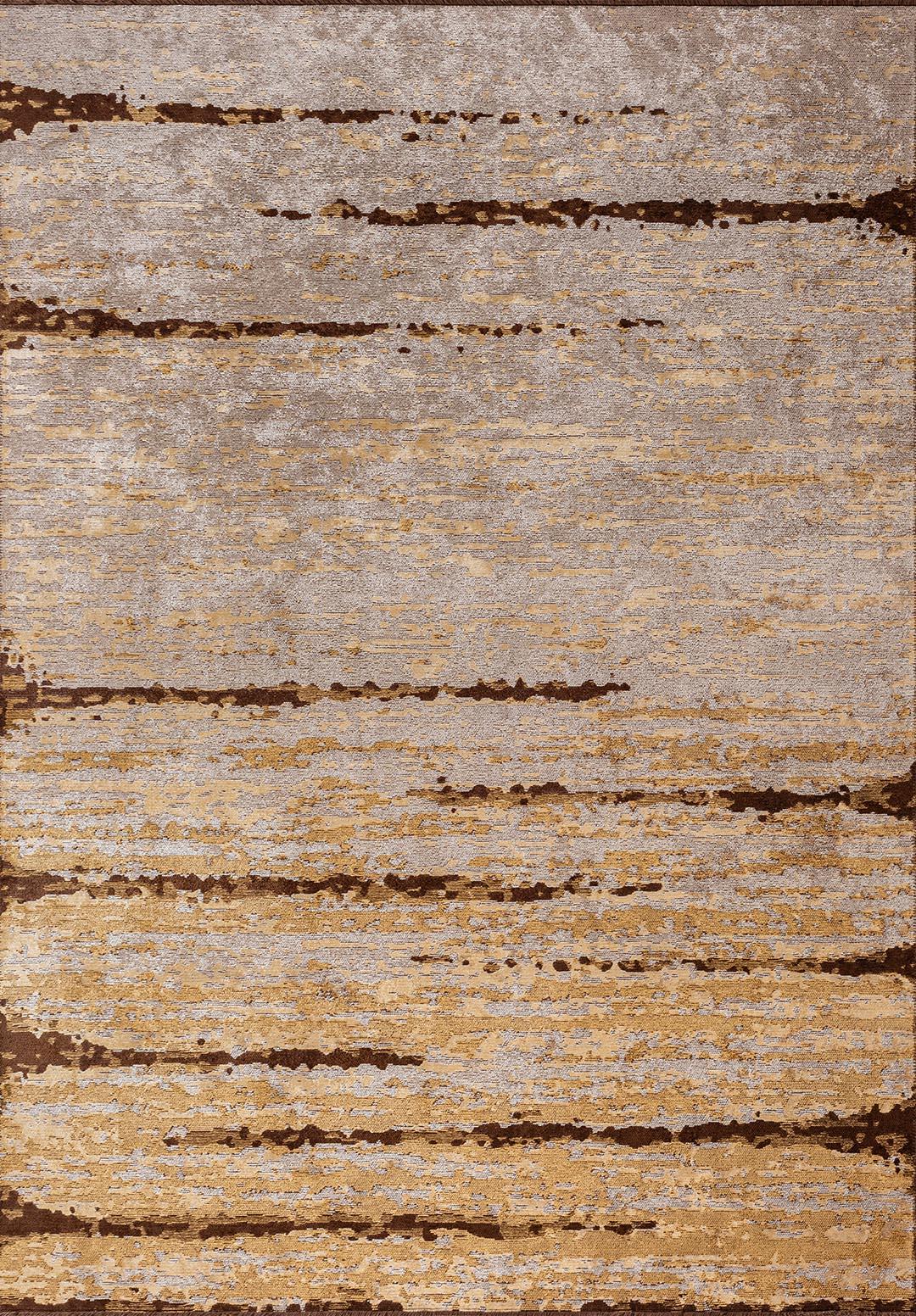 DUSK DARK BROWN - GOLD - CREAM RUG - 1