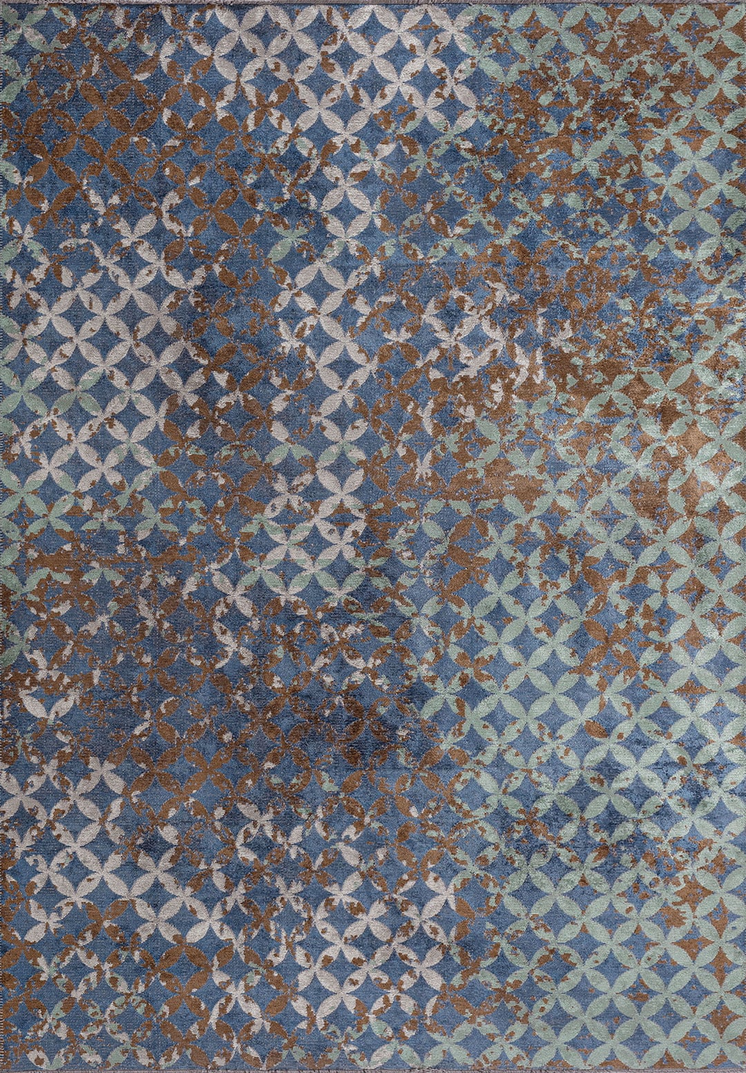 LILY RIVER GREEN - CACAO - NAVY BLUE - BONE RUG - 1