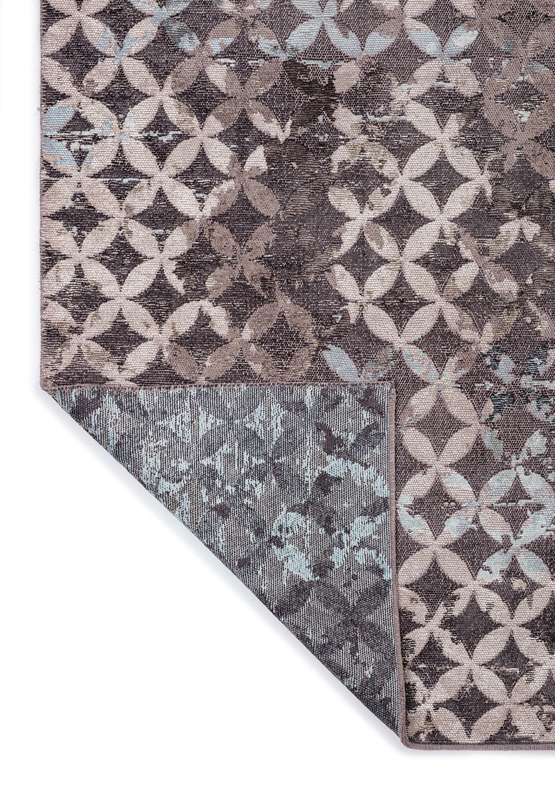 LILY ICE BLUE - DARK GREY - CHARCOAL - LIGHT CREAM RUG - 3