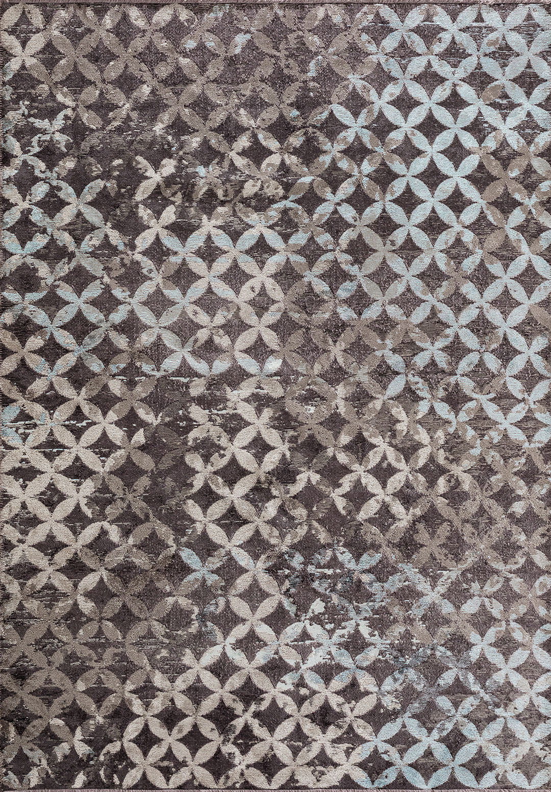 LILY ICE BLUE - DARK GREY - CHARCOAL - LIGHT CREAM RUG - 1