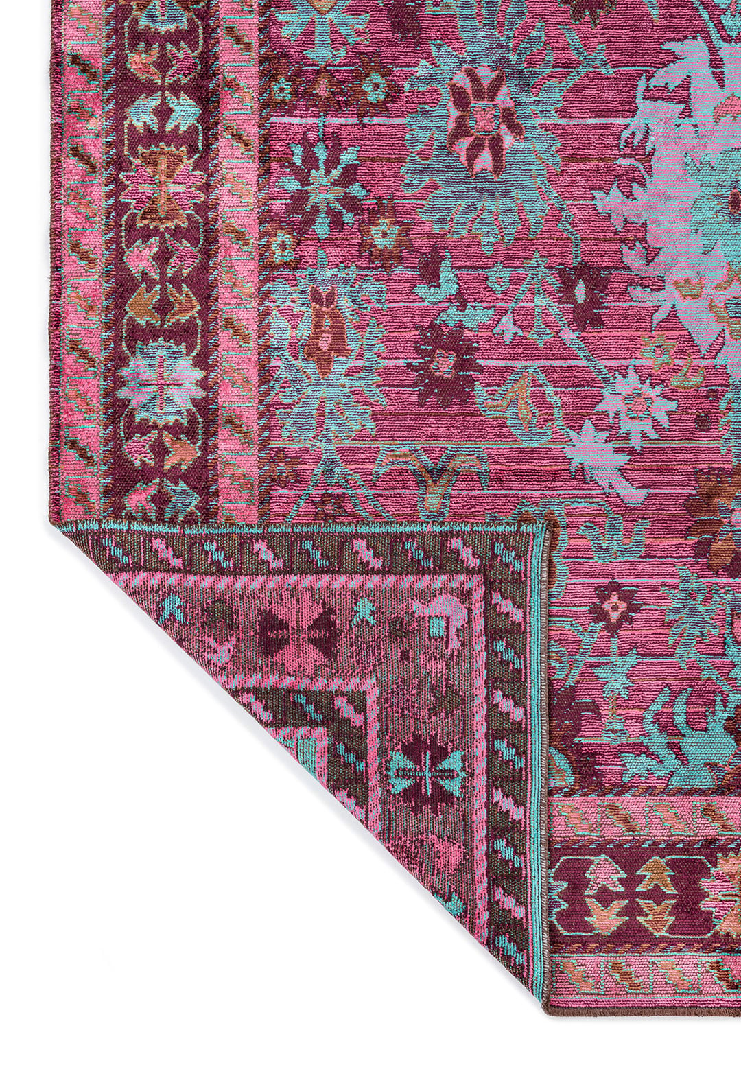 SPLENDOR CACAO - PINK - DARK DAMSON - TURQUOISE RUG - 3
