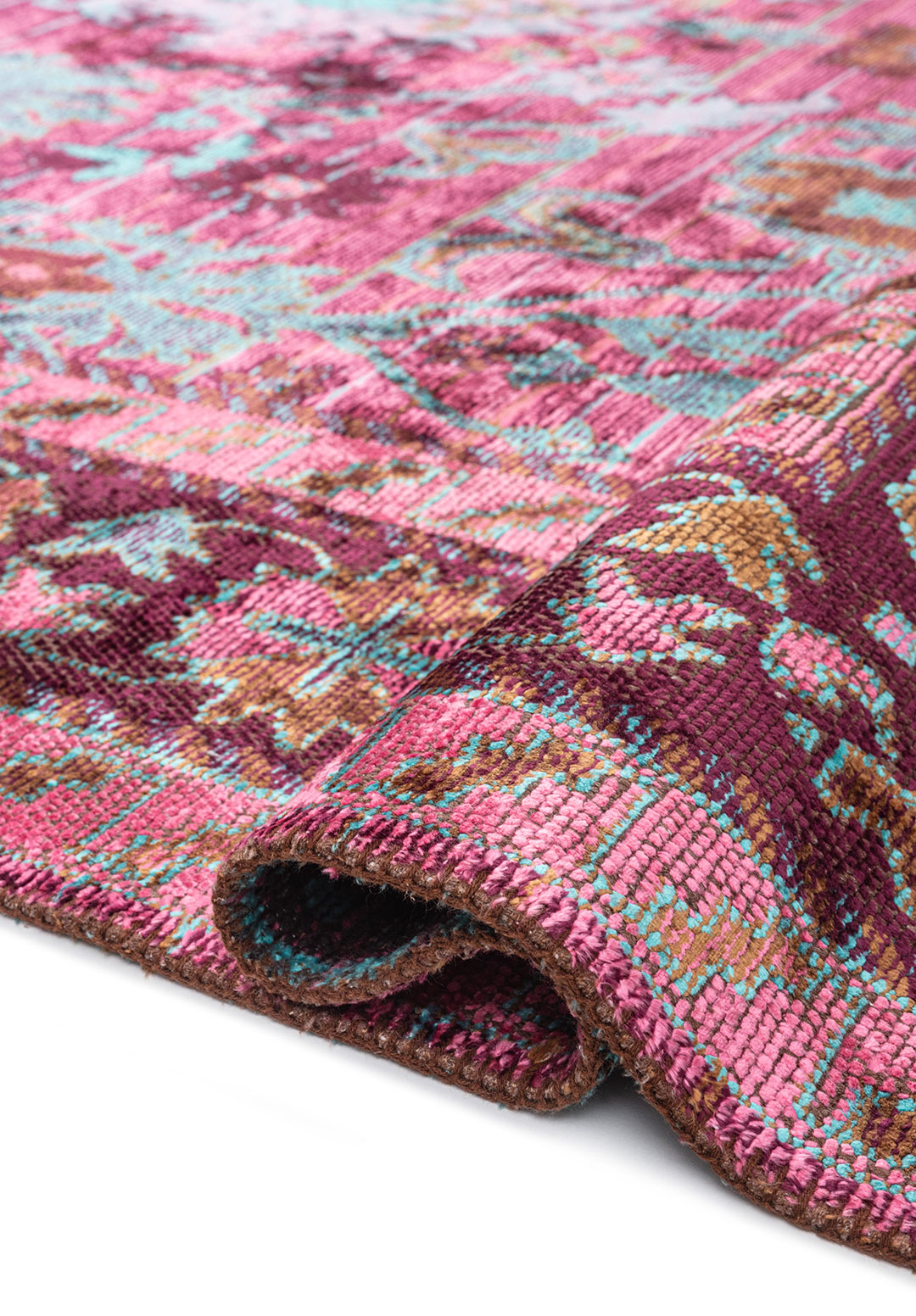 SPLENDOR CACAO - PINK - DARK DAMSON - TURQUOISE RUG - 2